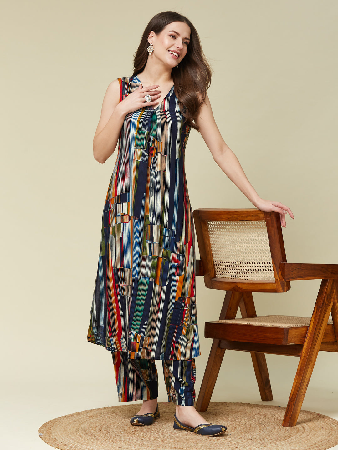 Multi Color Rayon Printed Co-ords Set