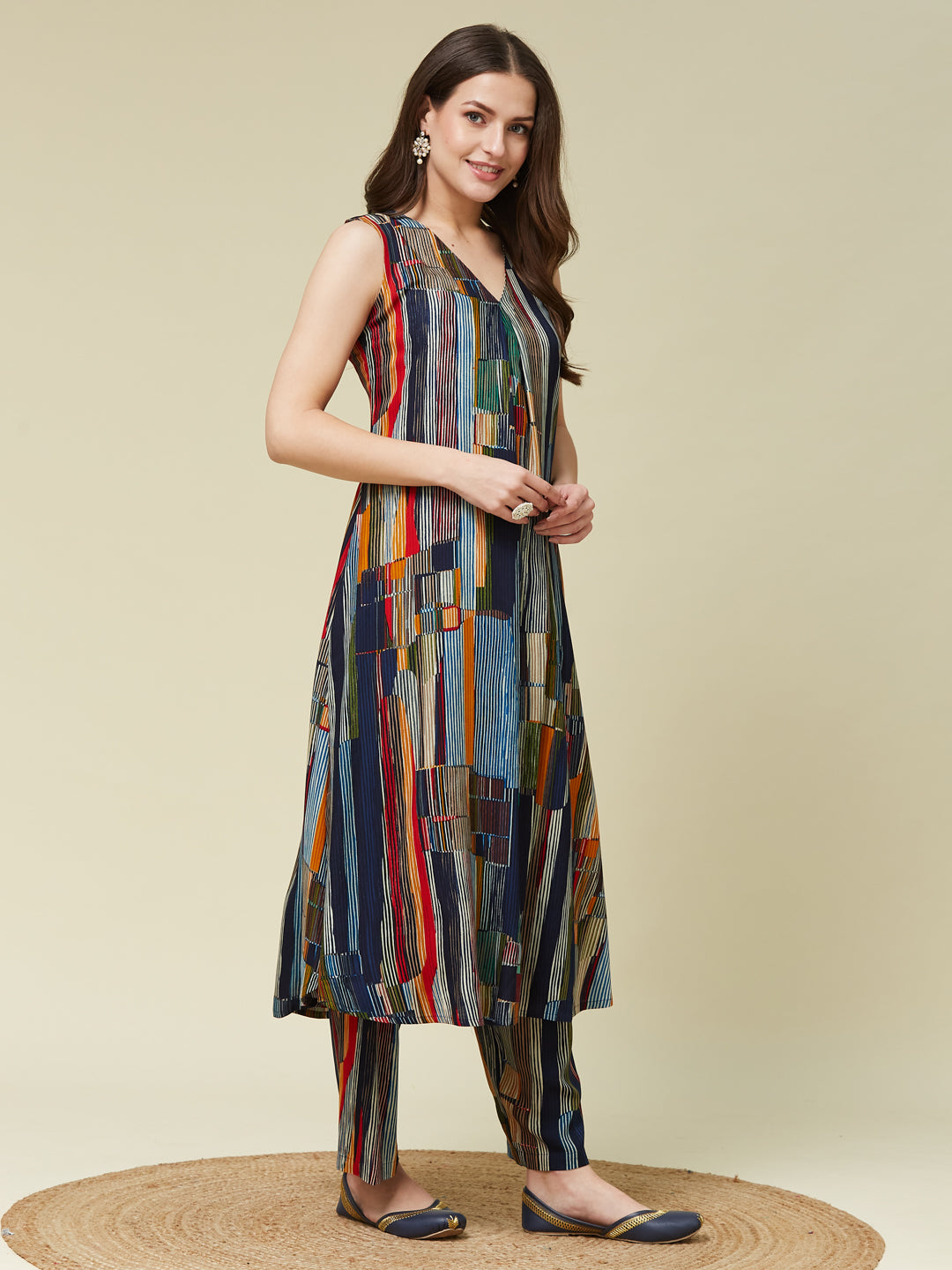 Multi Color Rayon Printed Co-ords Set