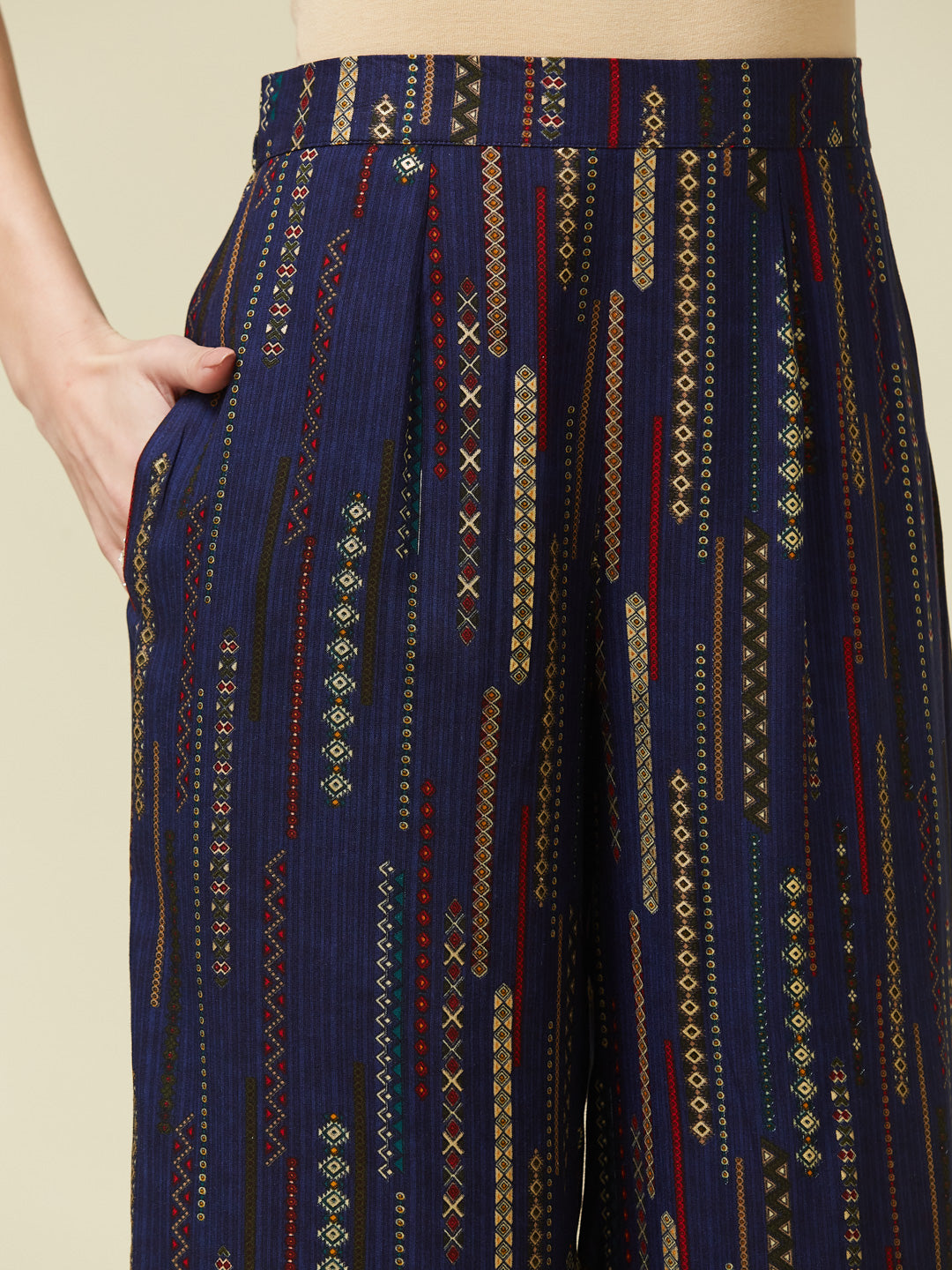 Navy Blue Rayon Printed Co-ords Set