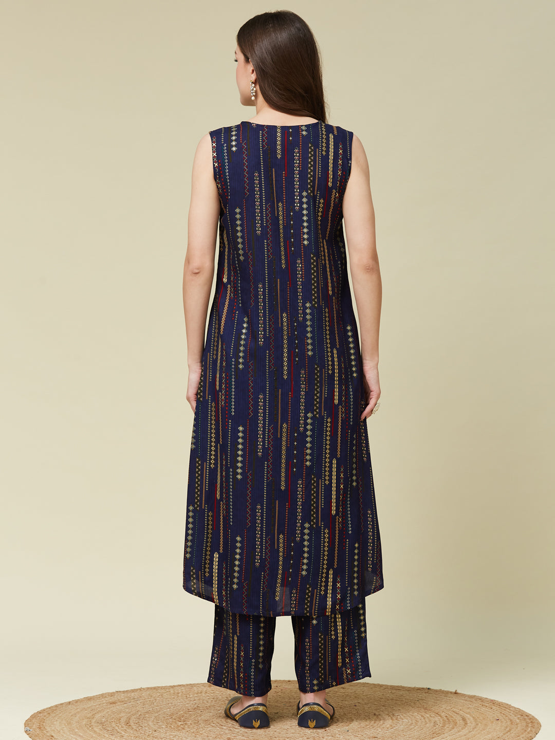 Navy Blue Rayon Printed Co-ords Set