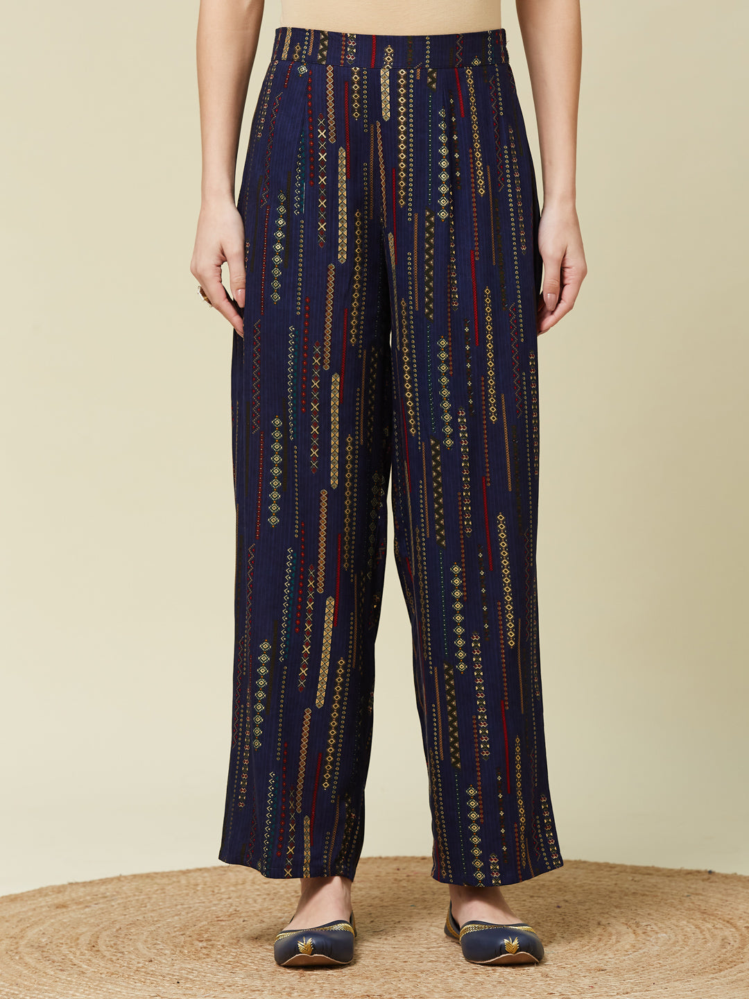 Navy Blue Rayon Printed Co-ords Set