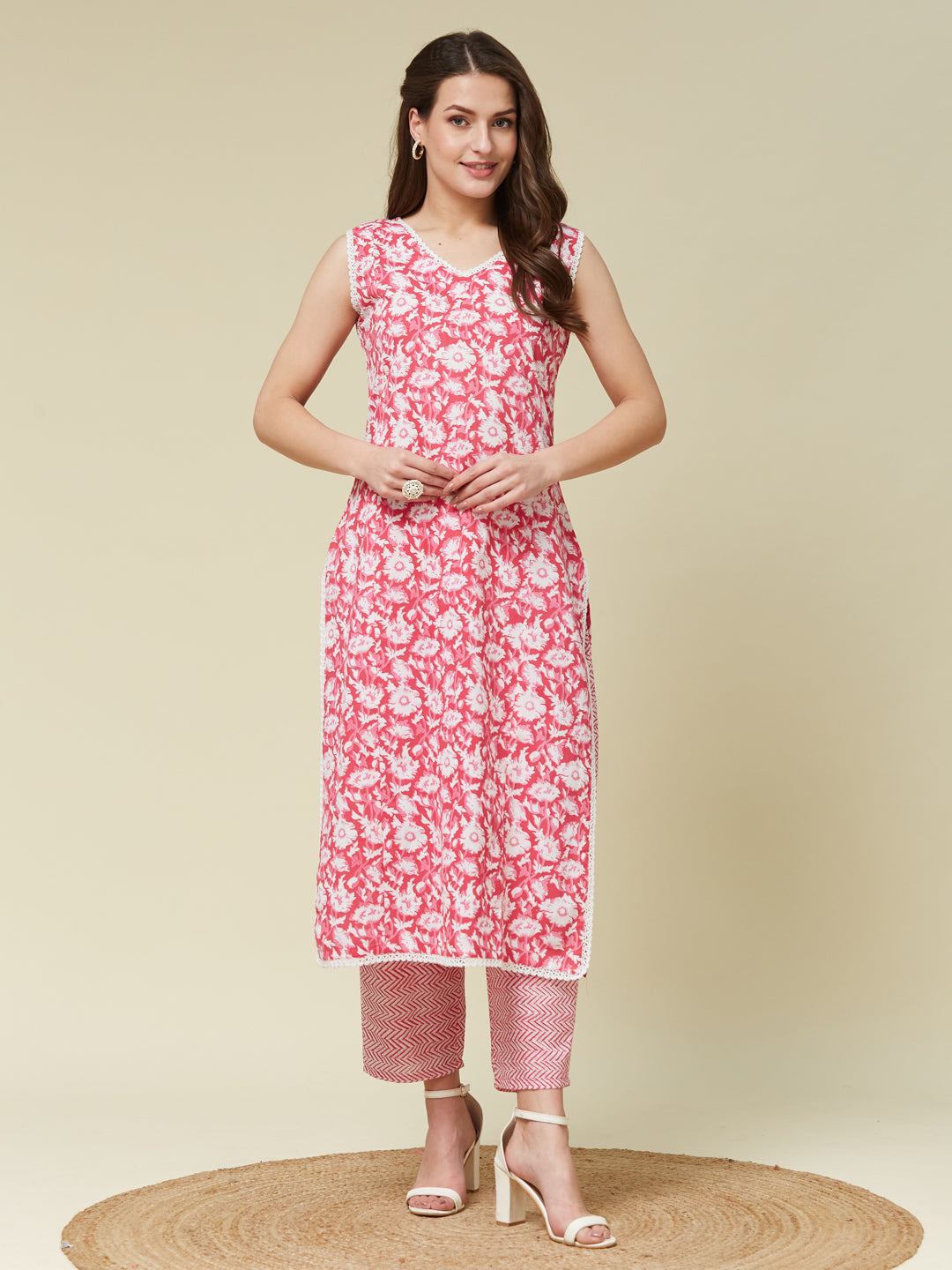 Pink Cotton Co-ord Set with Trendy Print