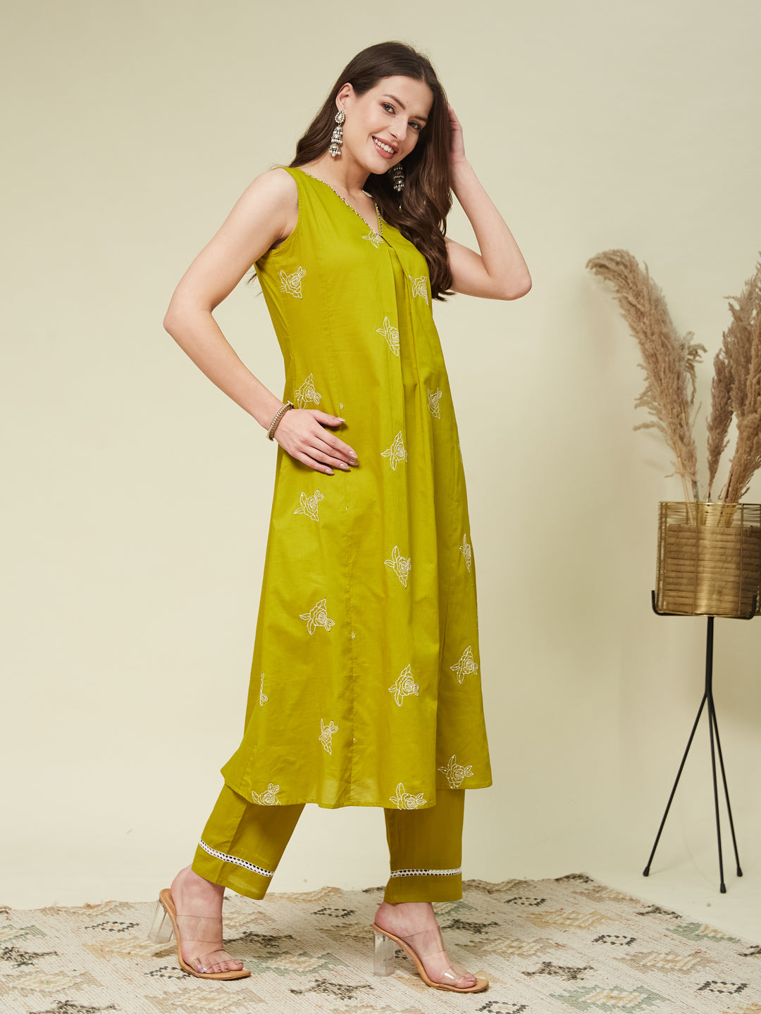 Pista Embroidered Co Ord Set for Women | Colors of Earth | rightside view