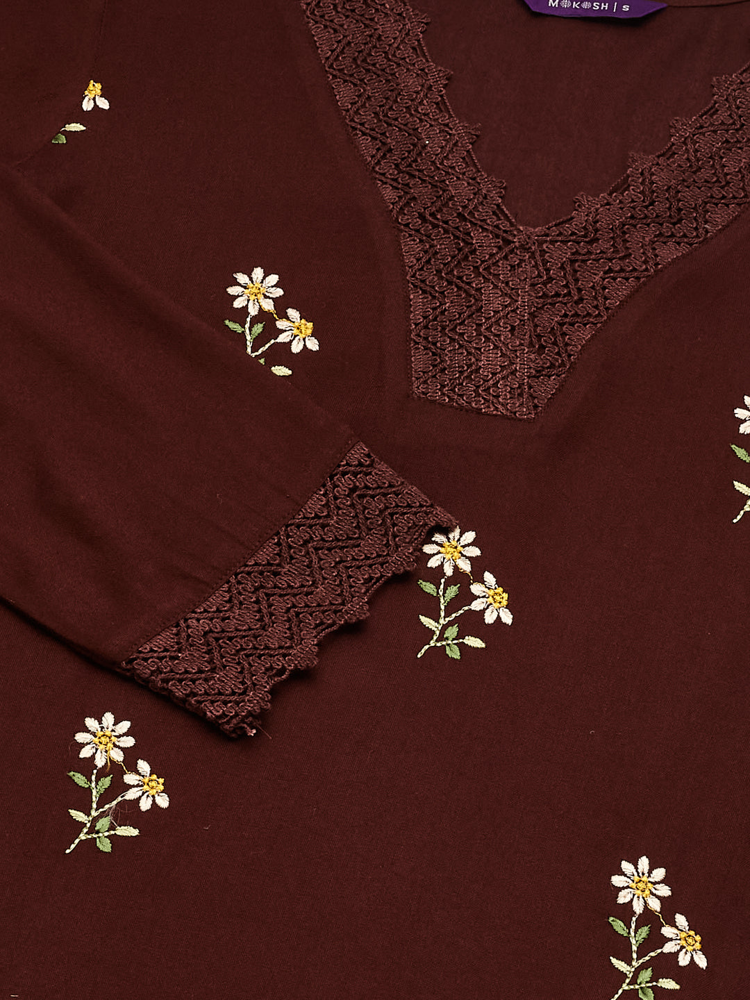 Coffee Rayon Embroidered Co-ord Set for Women