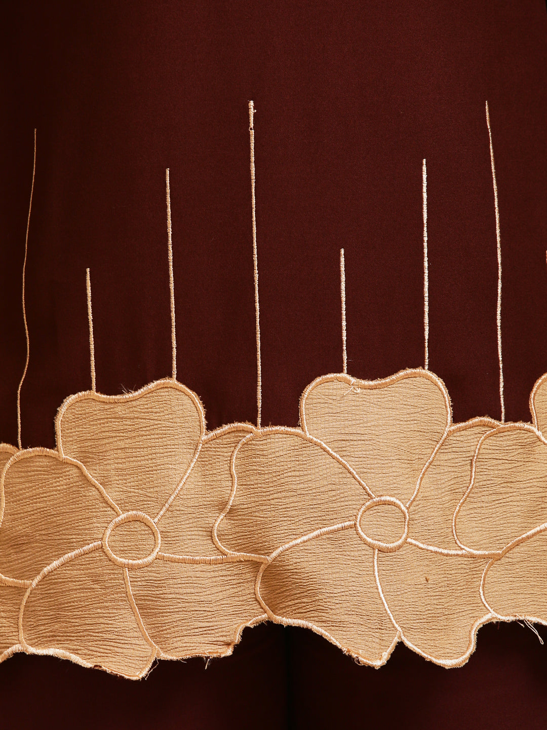 Coffee Rayon Embroidered Co-ord Set for Women