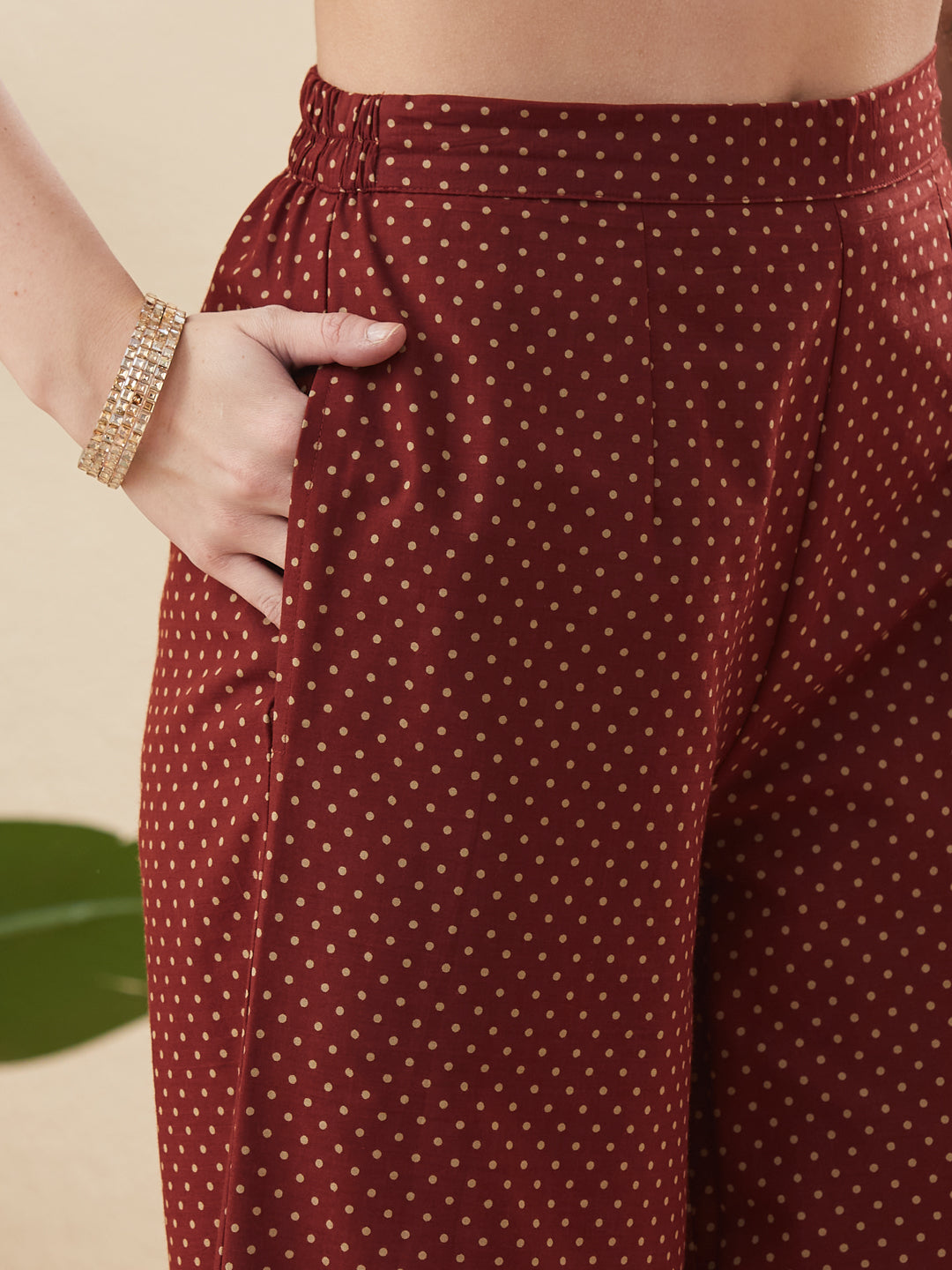 Women’s Maroon Cotton Printed Straight Co-ords Set