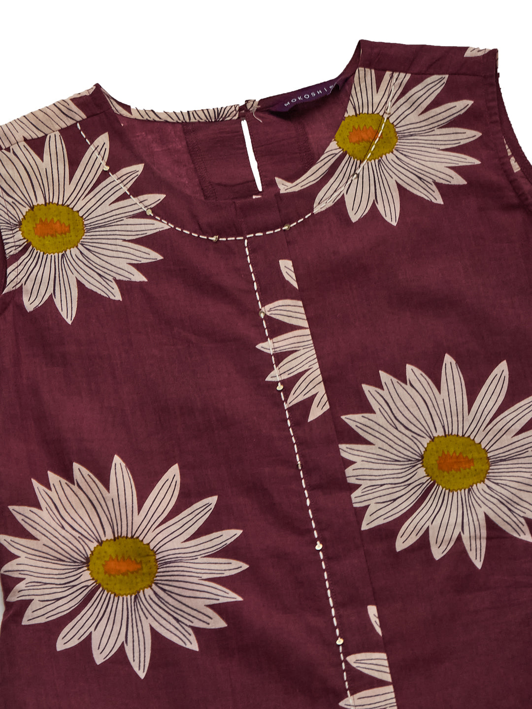 Trendy Berry Cotton Handwork Bloom Floral Kurta Palazzo Co-Ord Set For Women