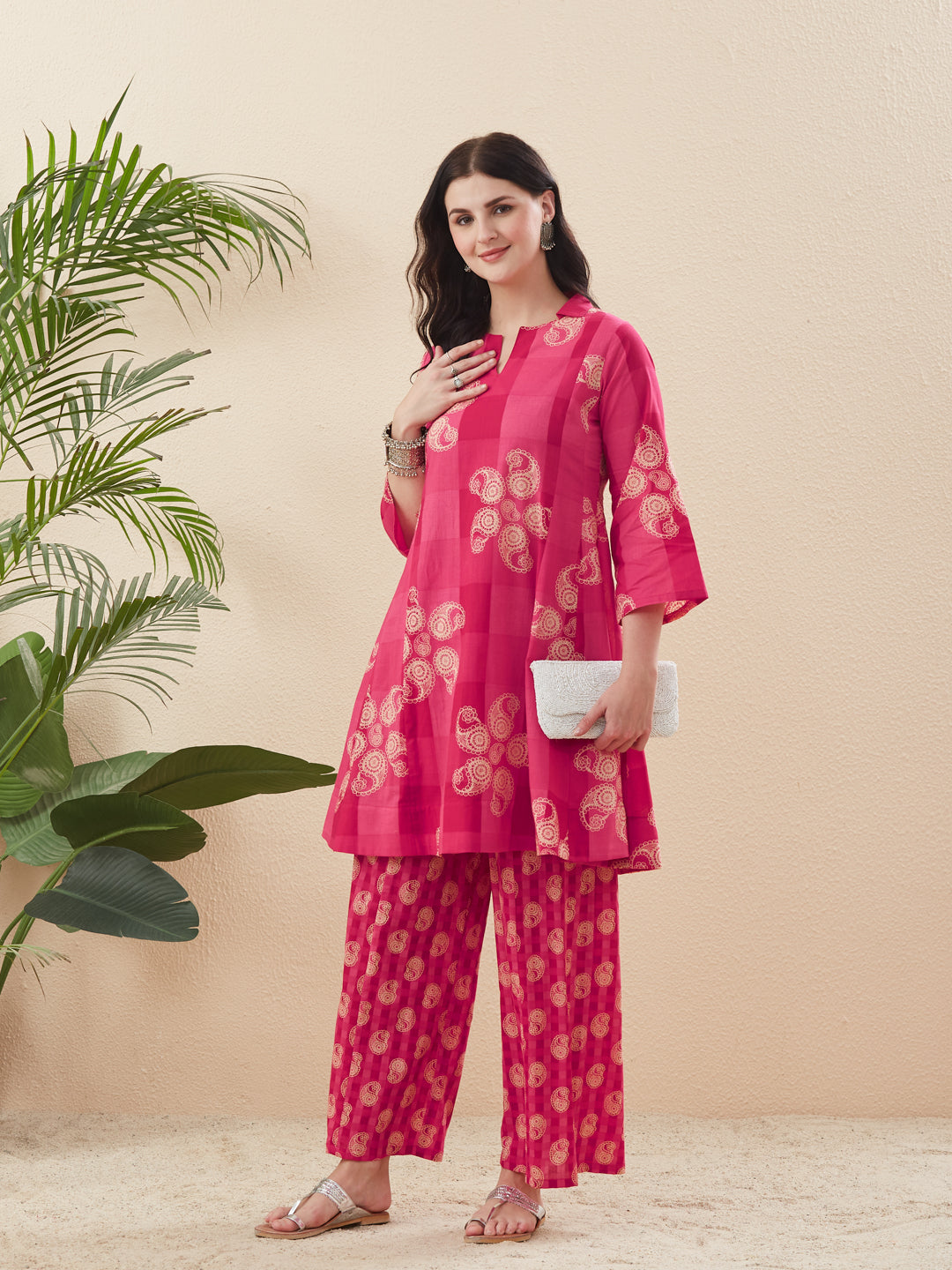 Women’s Rani Ethnic Co-ord Set with A-Line Kurta & Palazzo