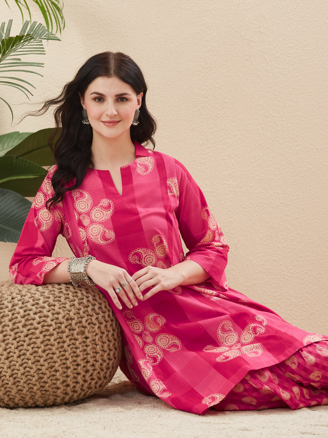 Women’s Rani Ethnic Co-ord Set with A-Line Kurta & Palazzo