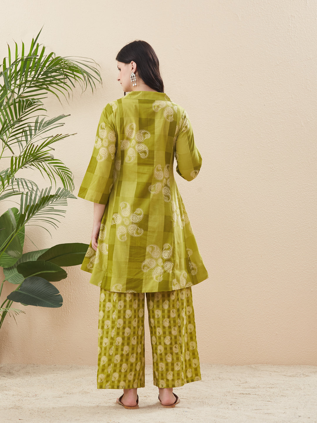 Neon Cotton Printed Ethnic Co-ord Set Kurta & Palazzo For Women