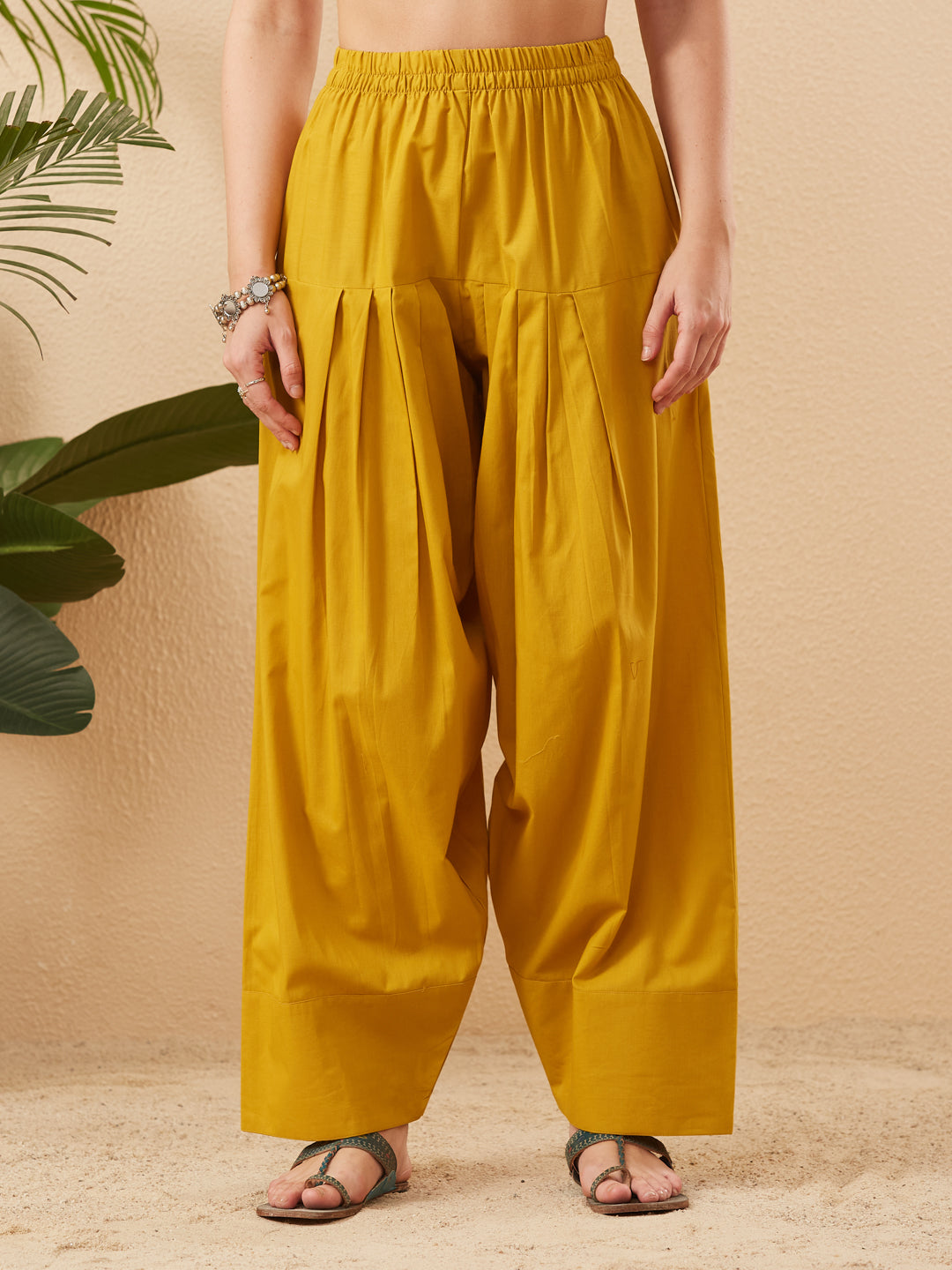 Women’s Yellow Cotton Ethnic Kurta Pant Co-Ord Set