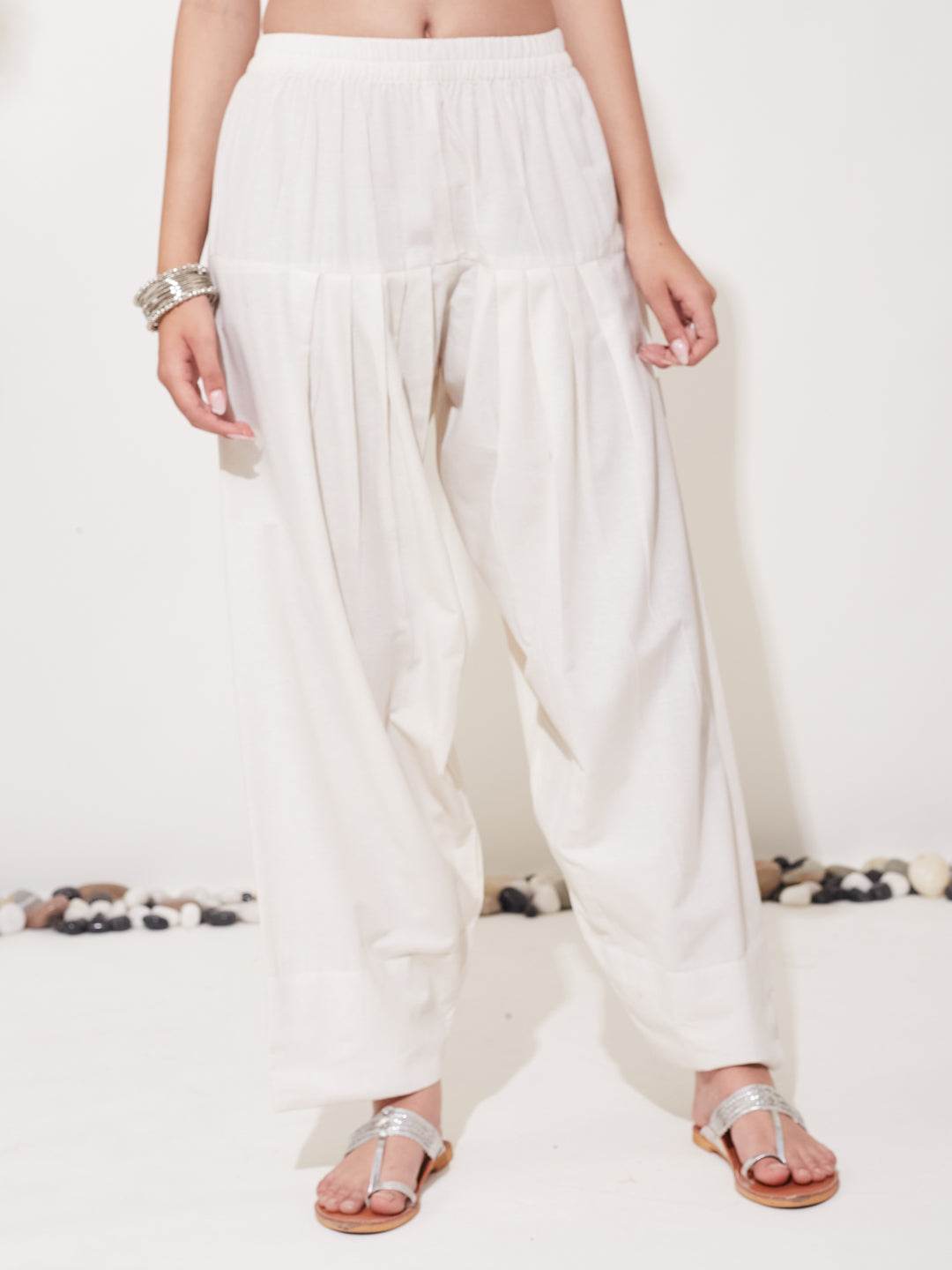 Women’s Rani Cotton Solid Kurta with White Patiala Salwar Set