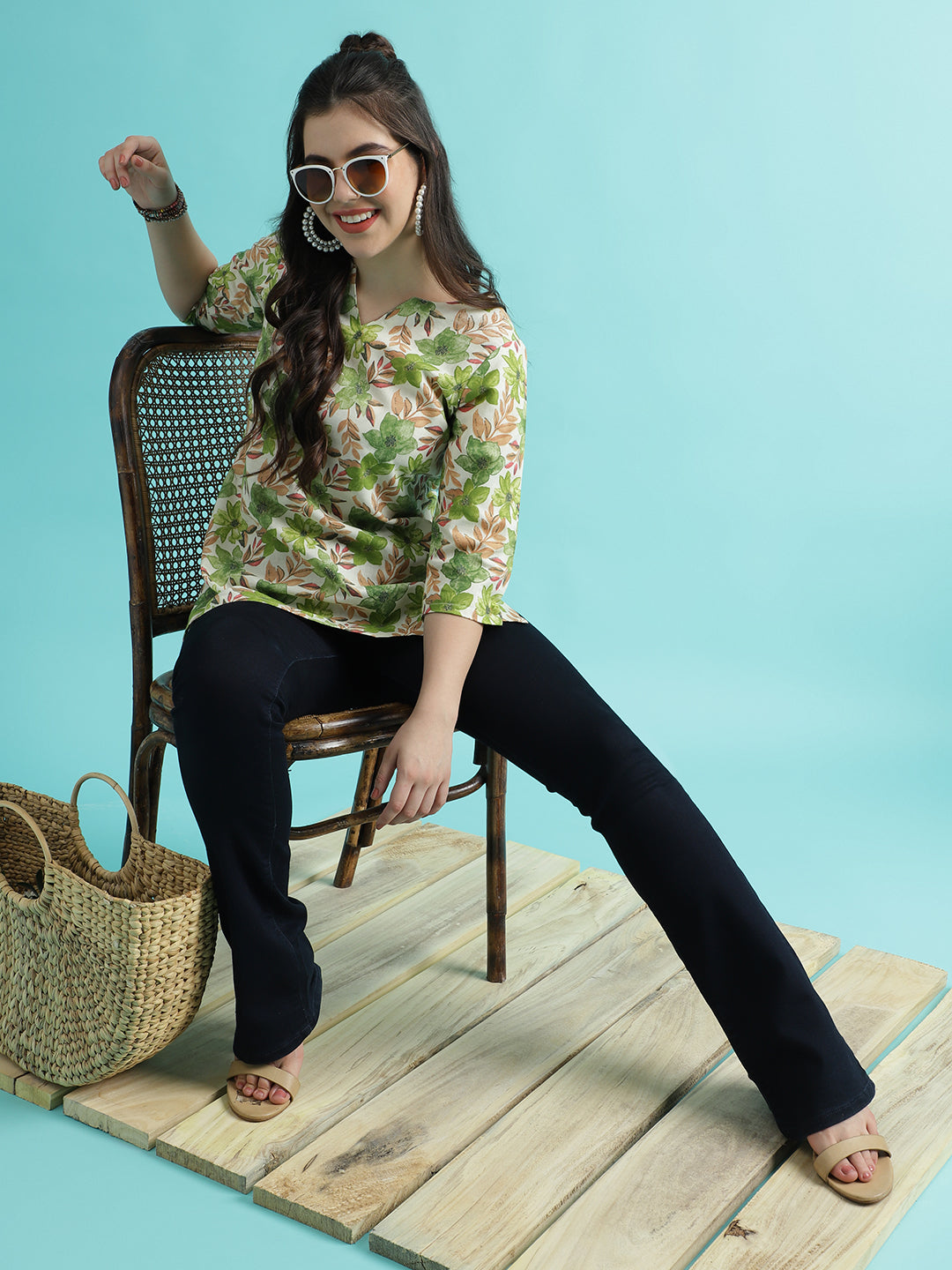 Pista PC Cotton Printed Short Kurta