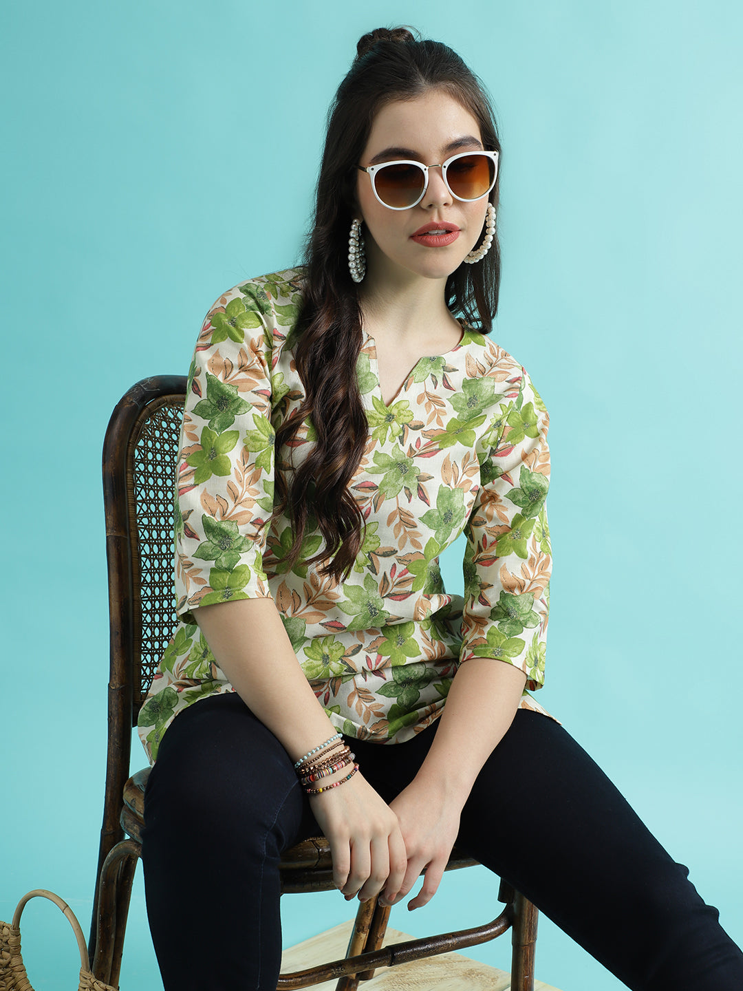 Pista PC Cotton Printed Short Kurta