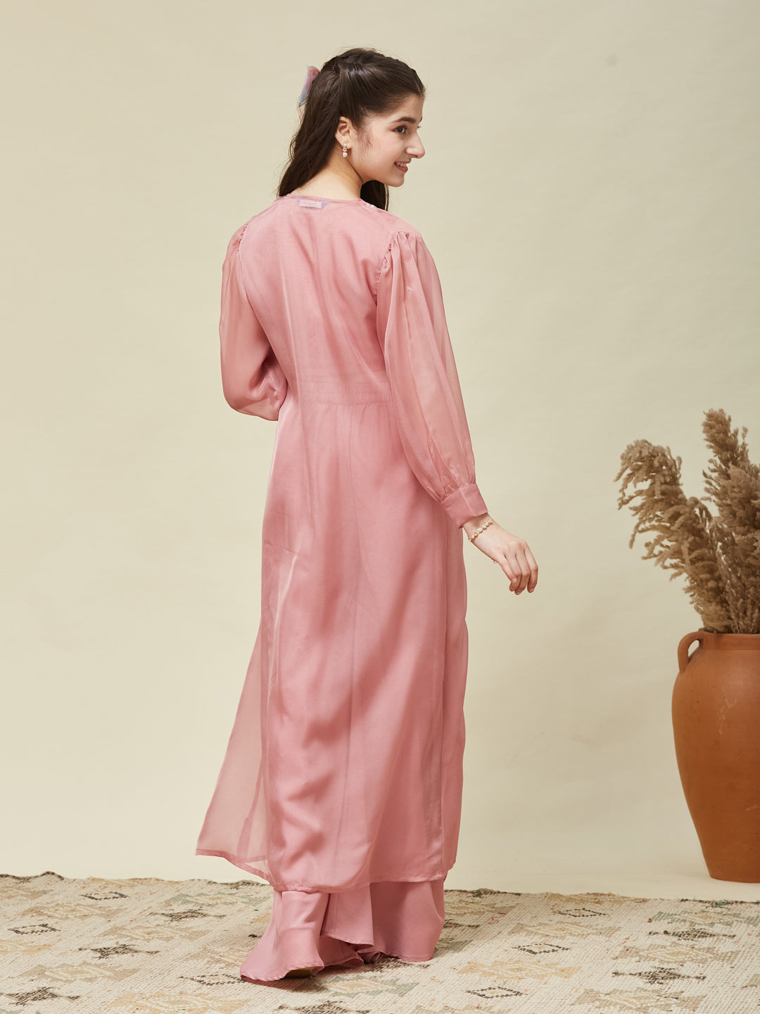 Girl's Pink Embroidered Top,Plazoo Shurg Set