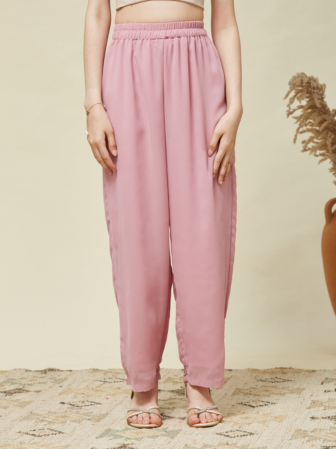 Pink Georgette Embroidered Kurta & Pant Set for Girls