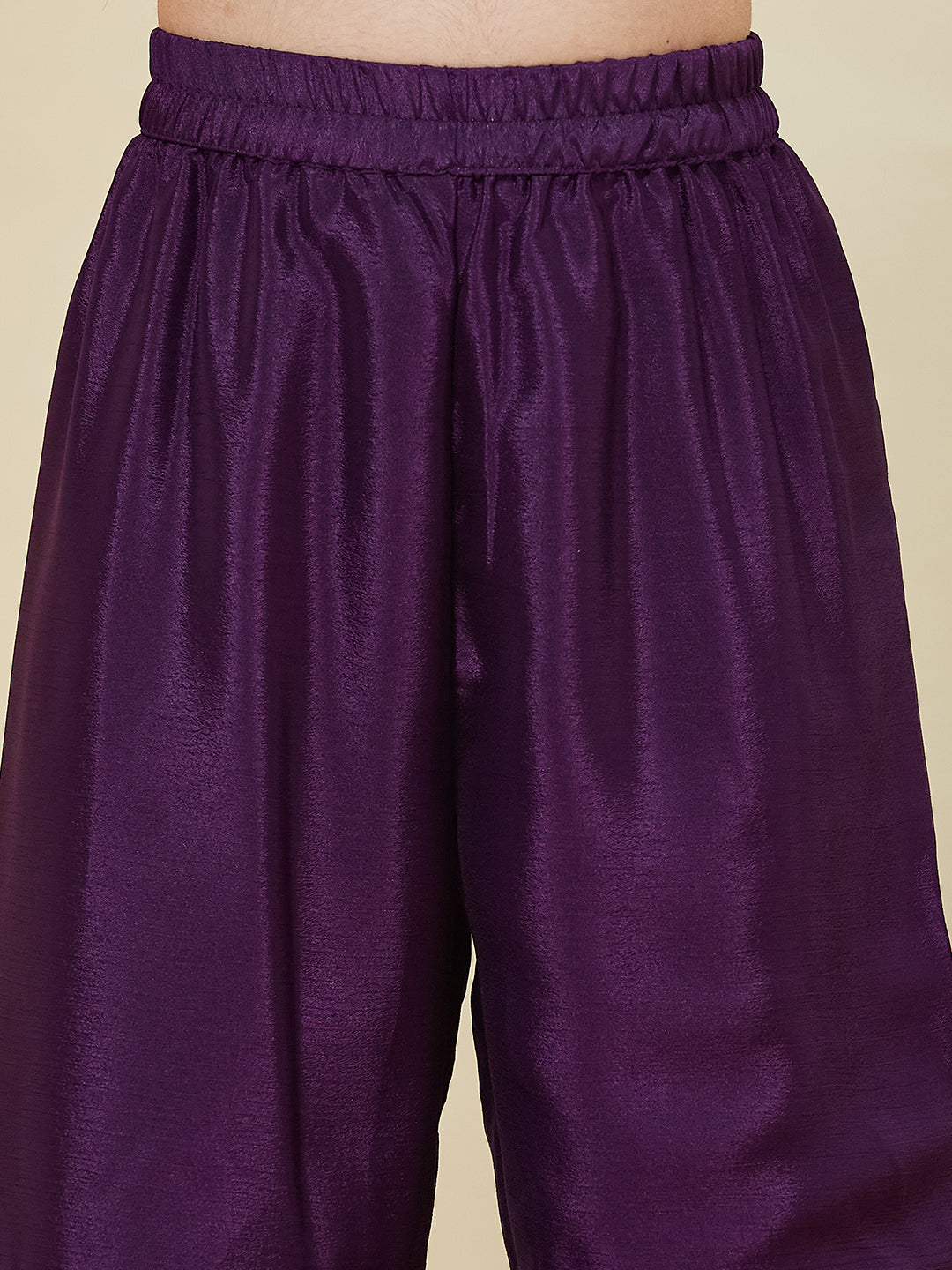 Violet Embroidered Poly Chinon Kurta & Sharara for girls