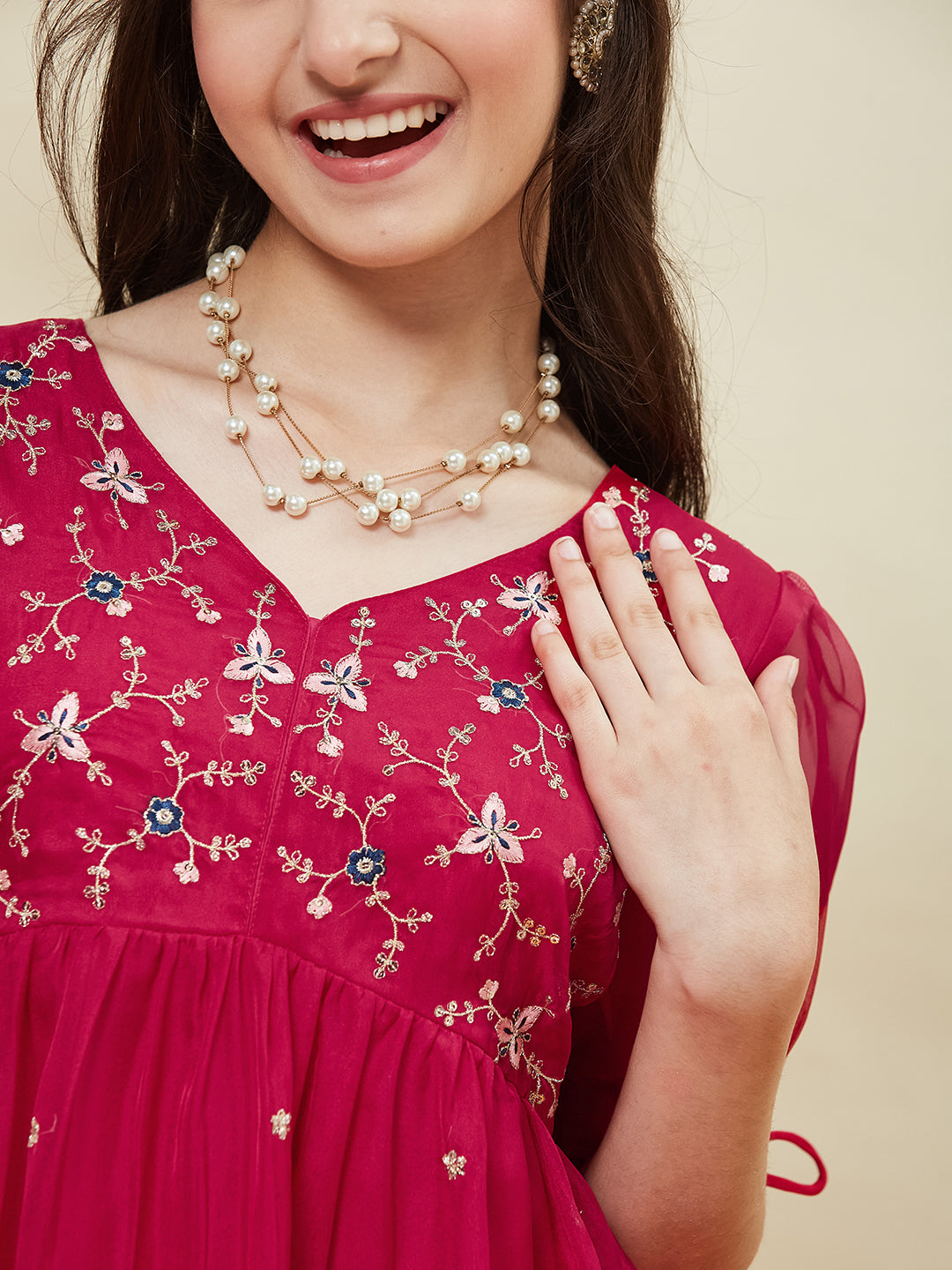 Rani Embroidered Kurti & Sharara Set for Girls