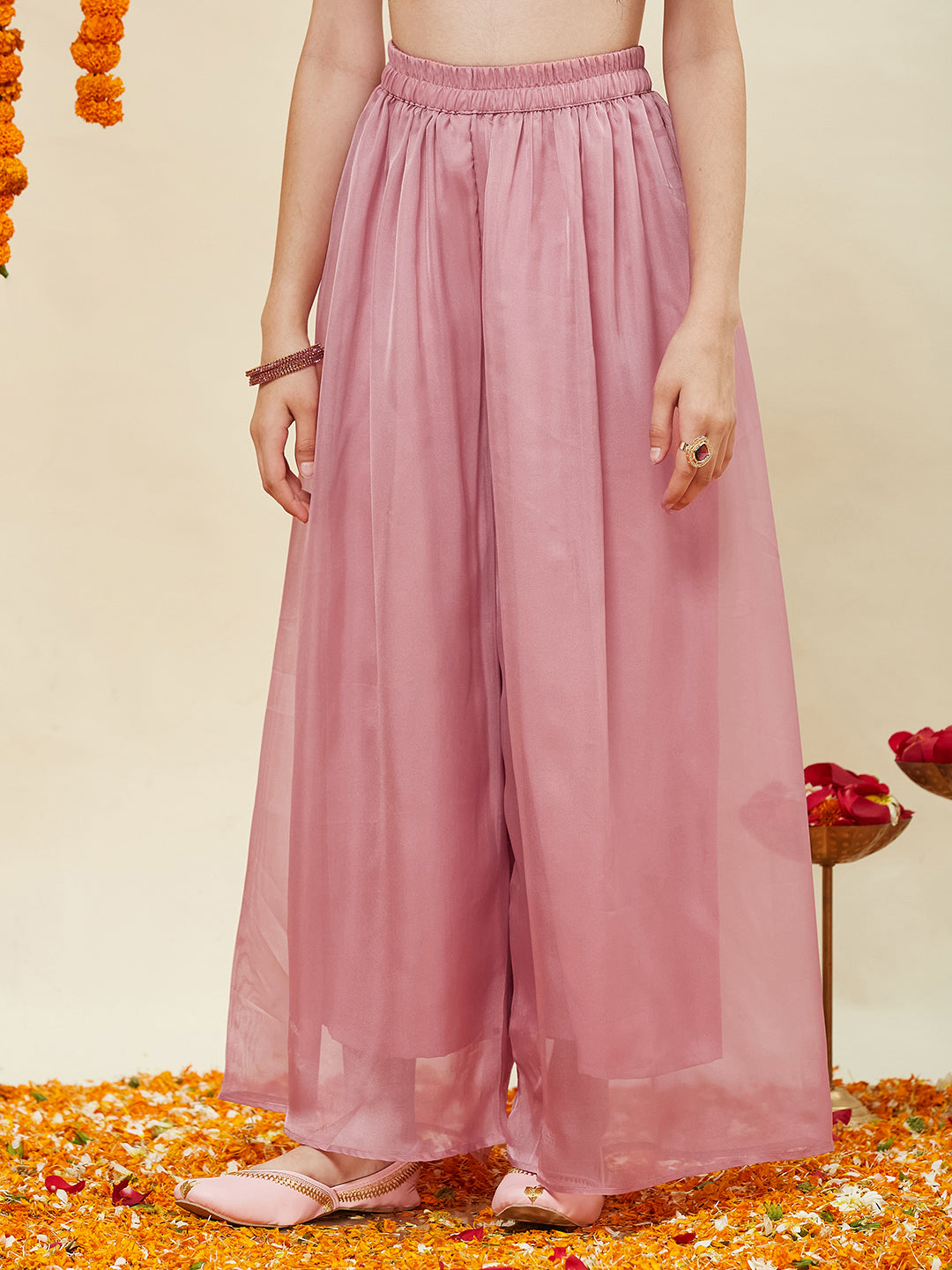 Baby Pink Embroidered Kurti & Sharara Set for Girls