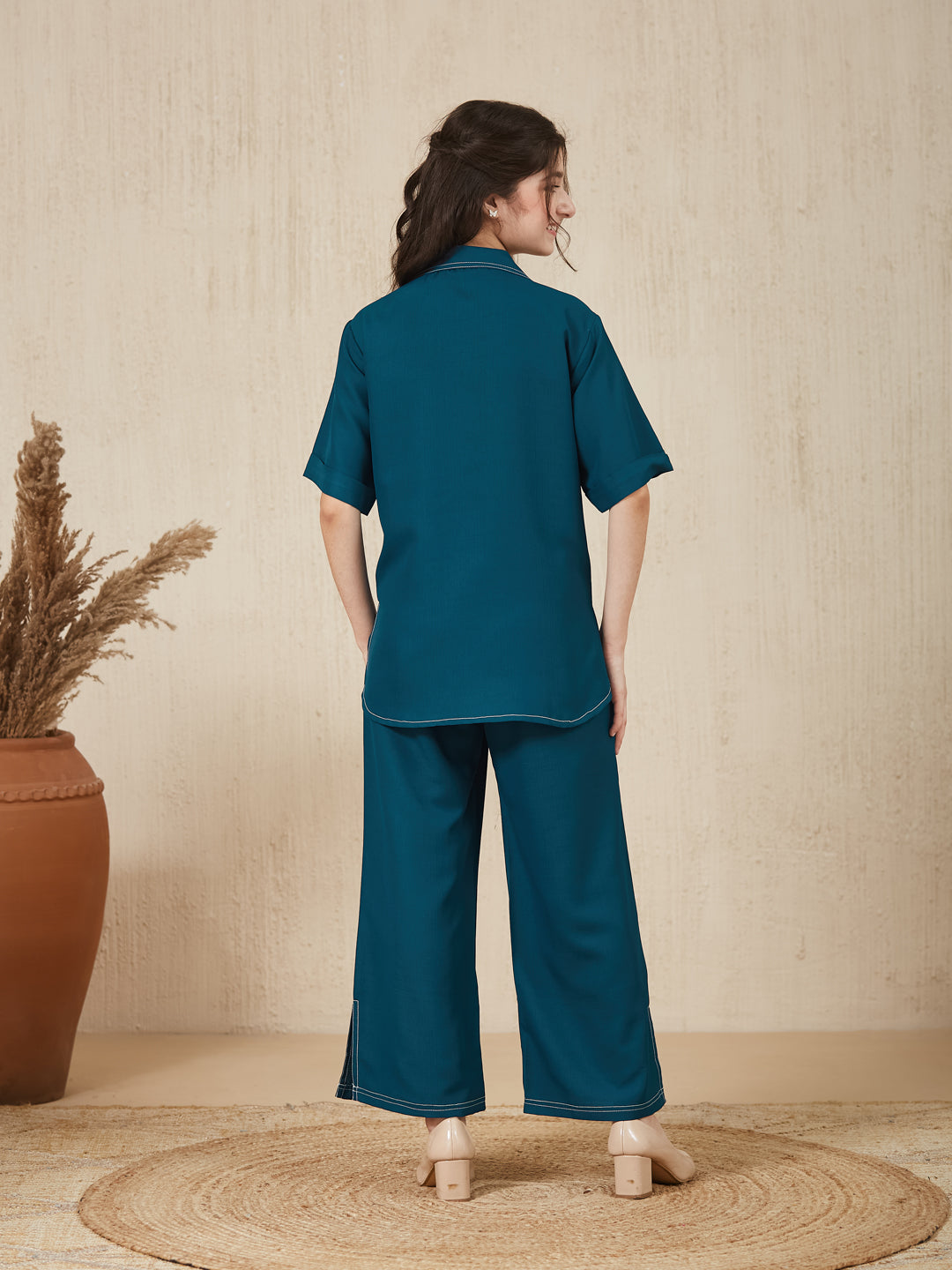 Royal Blue Embroidered Kurta & pant For Girls