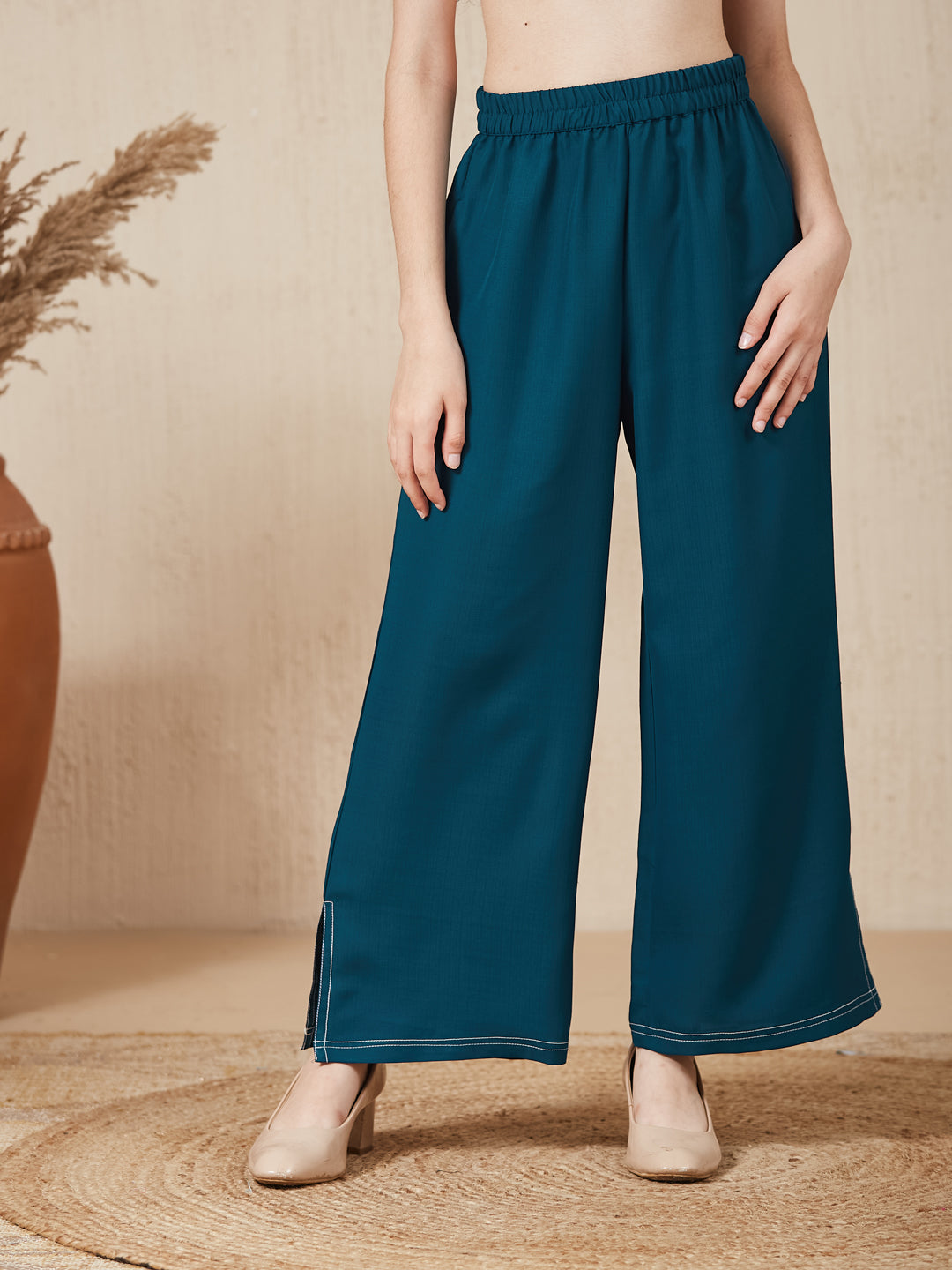 Royal Blue Embroidered Kurta & pant For Girls