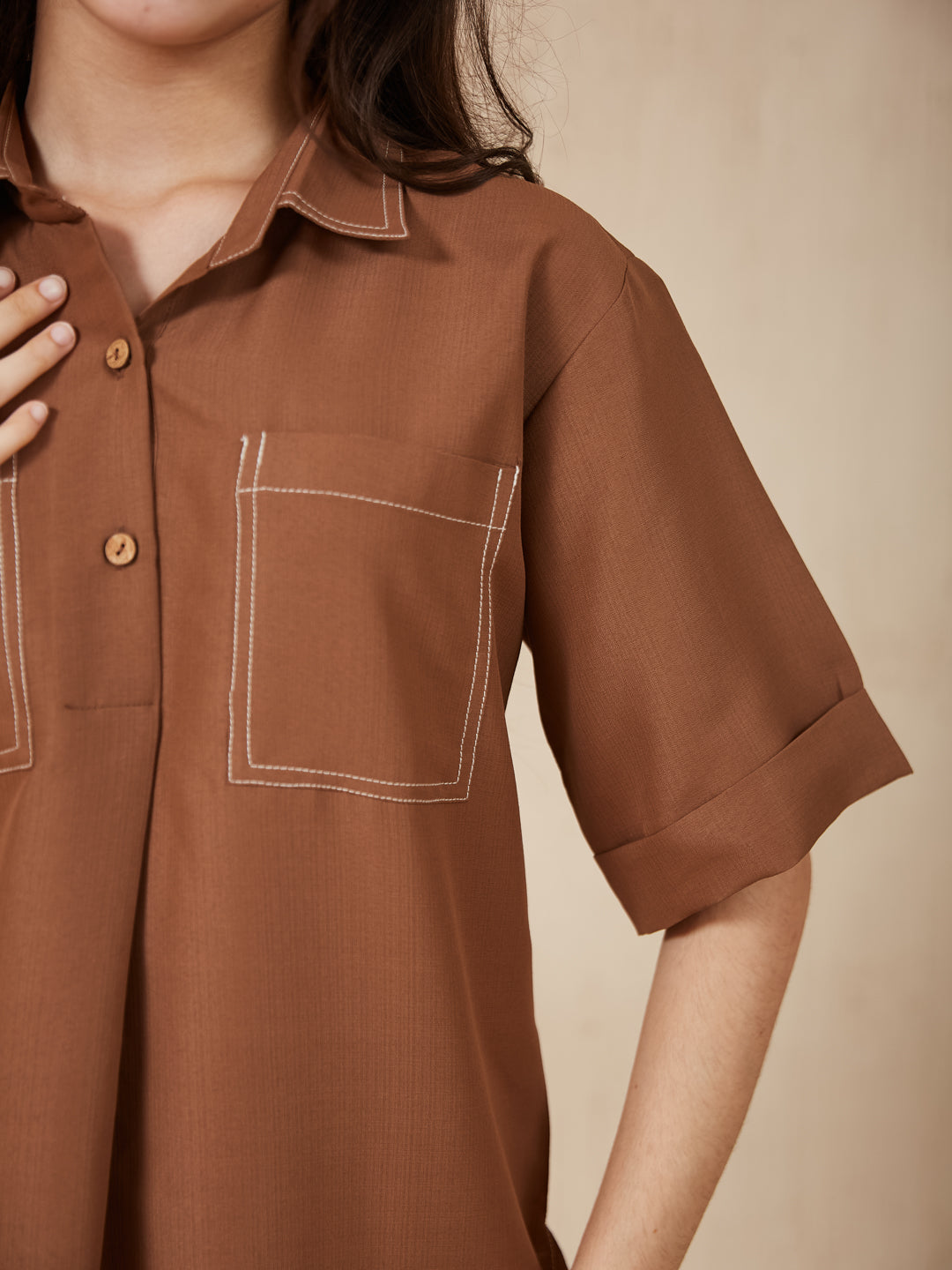 Caramel Embroidered Kurta & pant For Girls