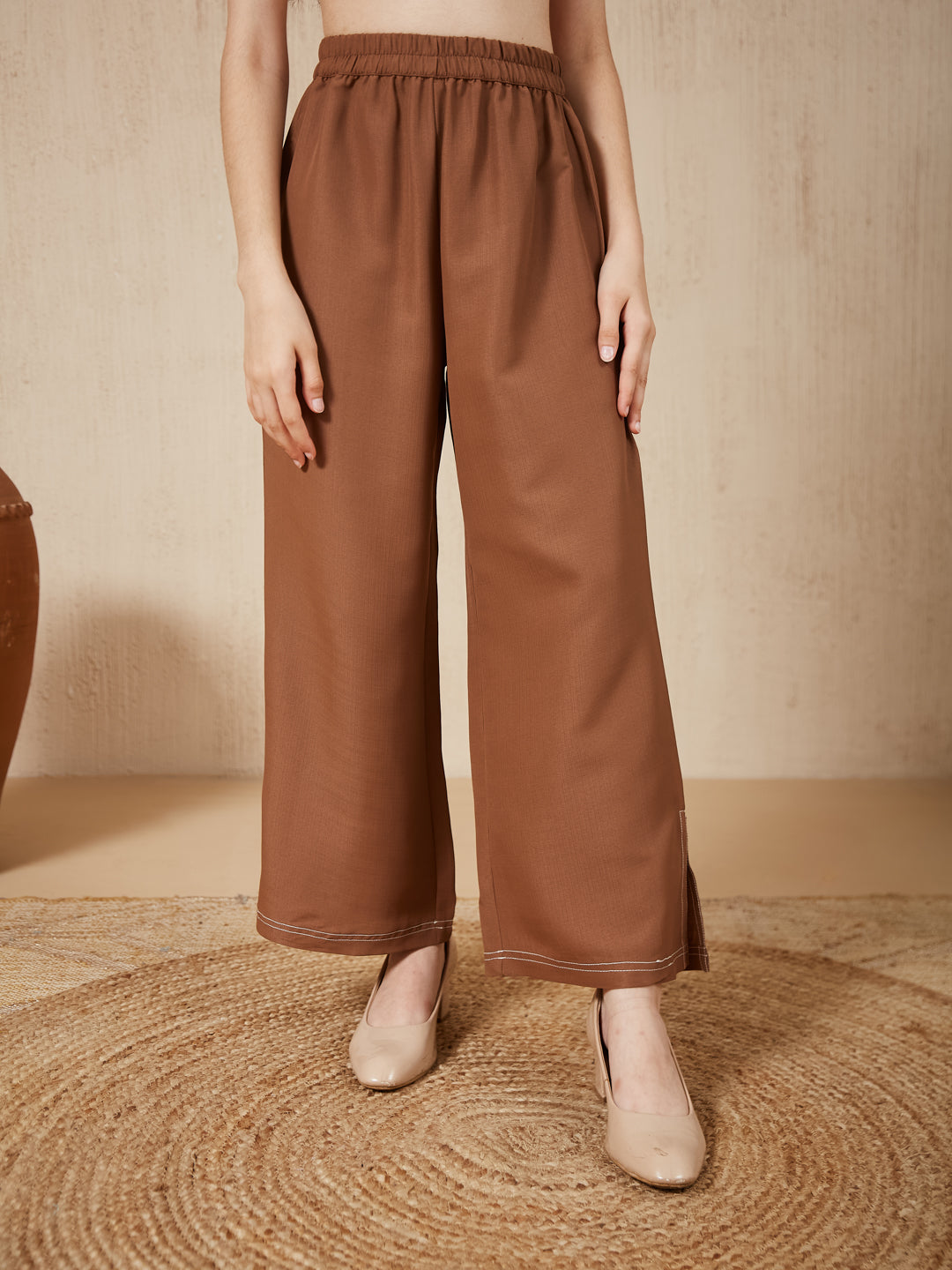 Caramel Embroidered Kurta & pant For Girls
