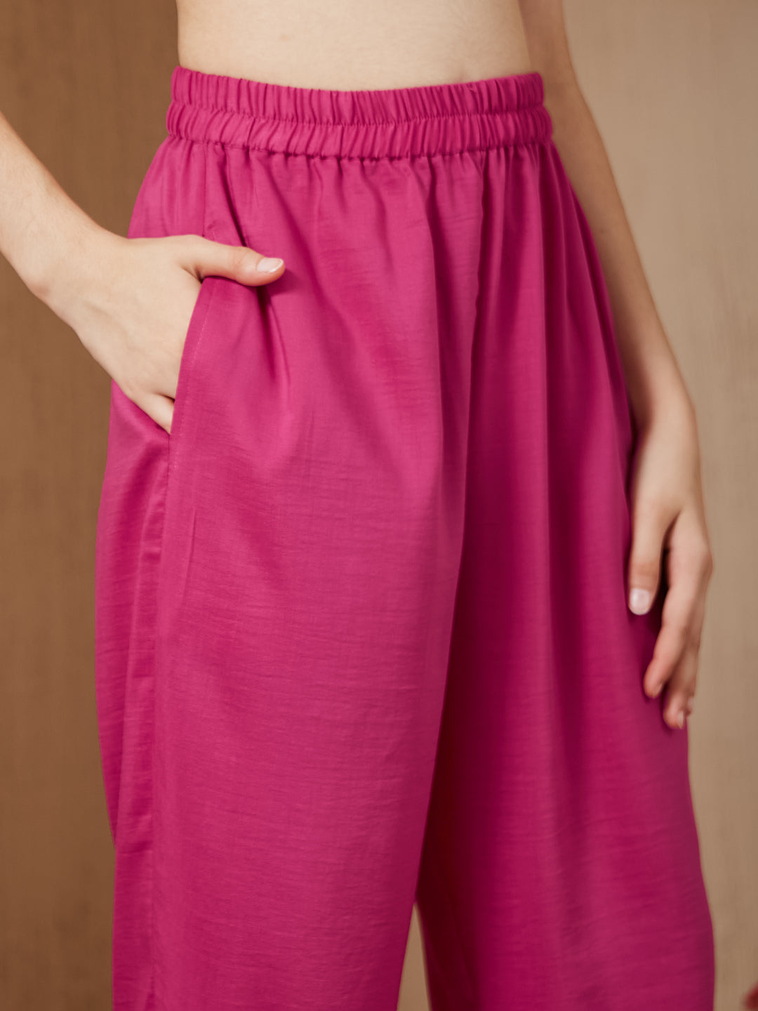 Dark Pink Chinon Embroidered Kurta & Dupatta Set for Girls