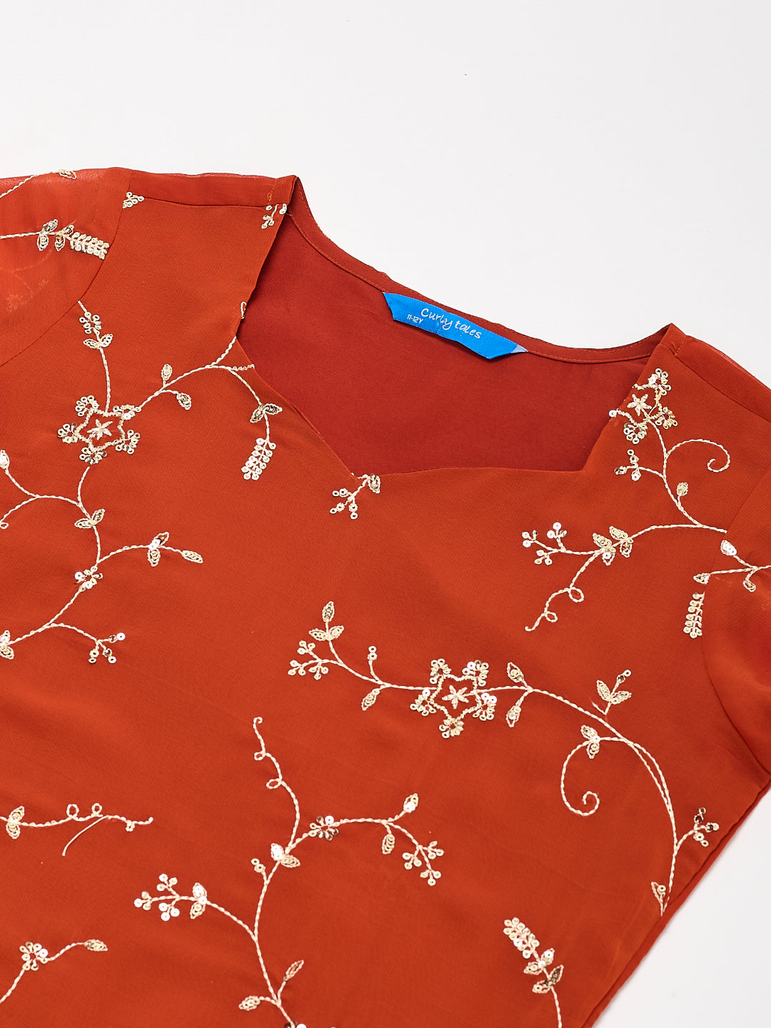 Orange Georgette Embroidered Kurta Plazzo & Dupatta Set for Girls