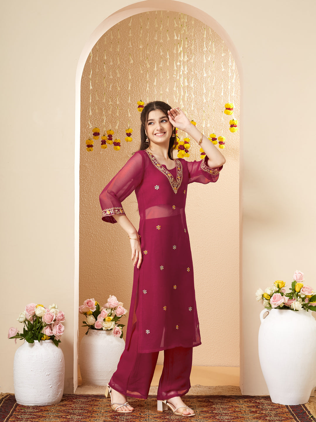 Rani Embroidered Kurta Set with Straight Pants
