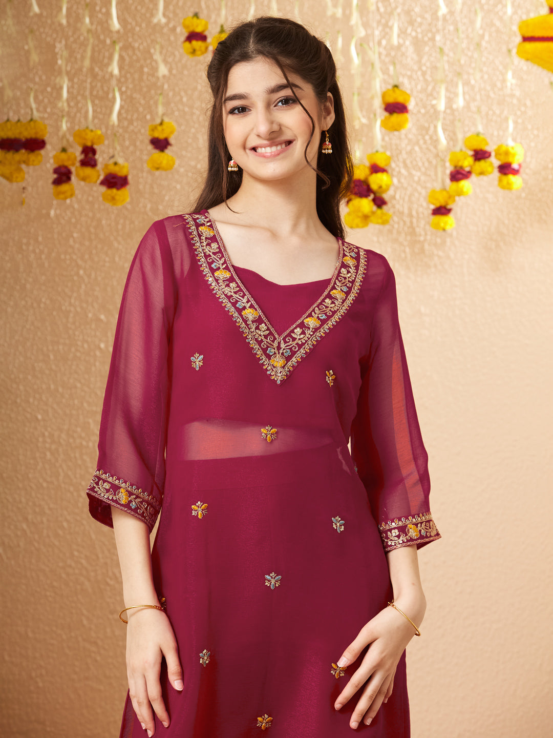 Rani Embroidered Kurta Set with Straight Pants