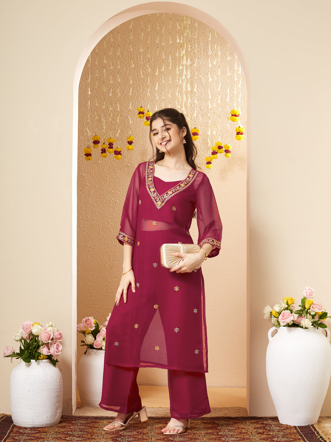 Rani Embroidered Kurta Set with Straight Pants