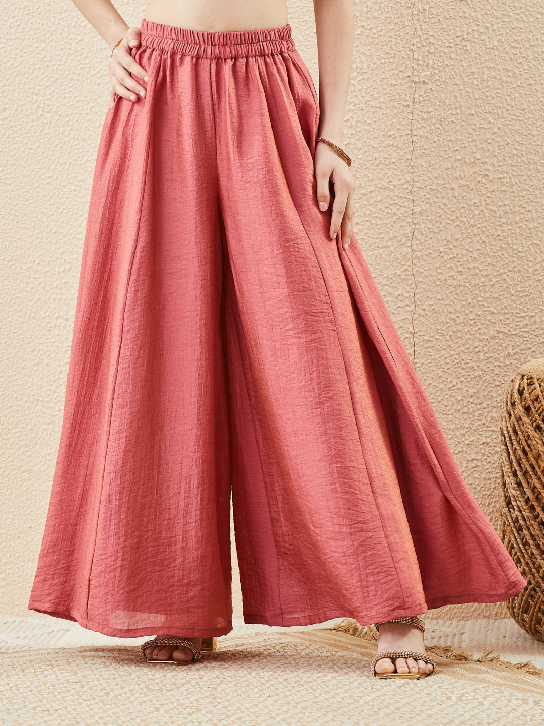 Pink Silk Embroidered Indo-Western Co-Ord Set For Girl