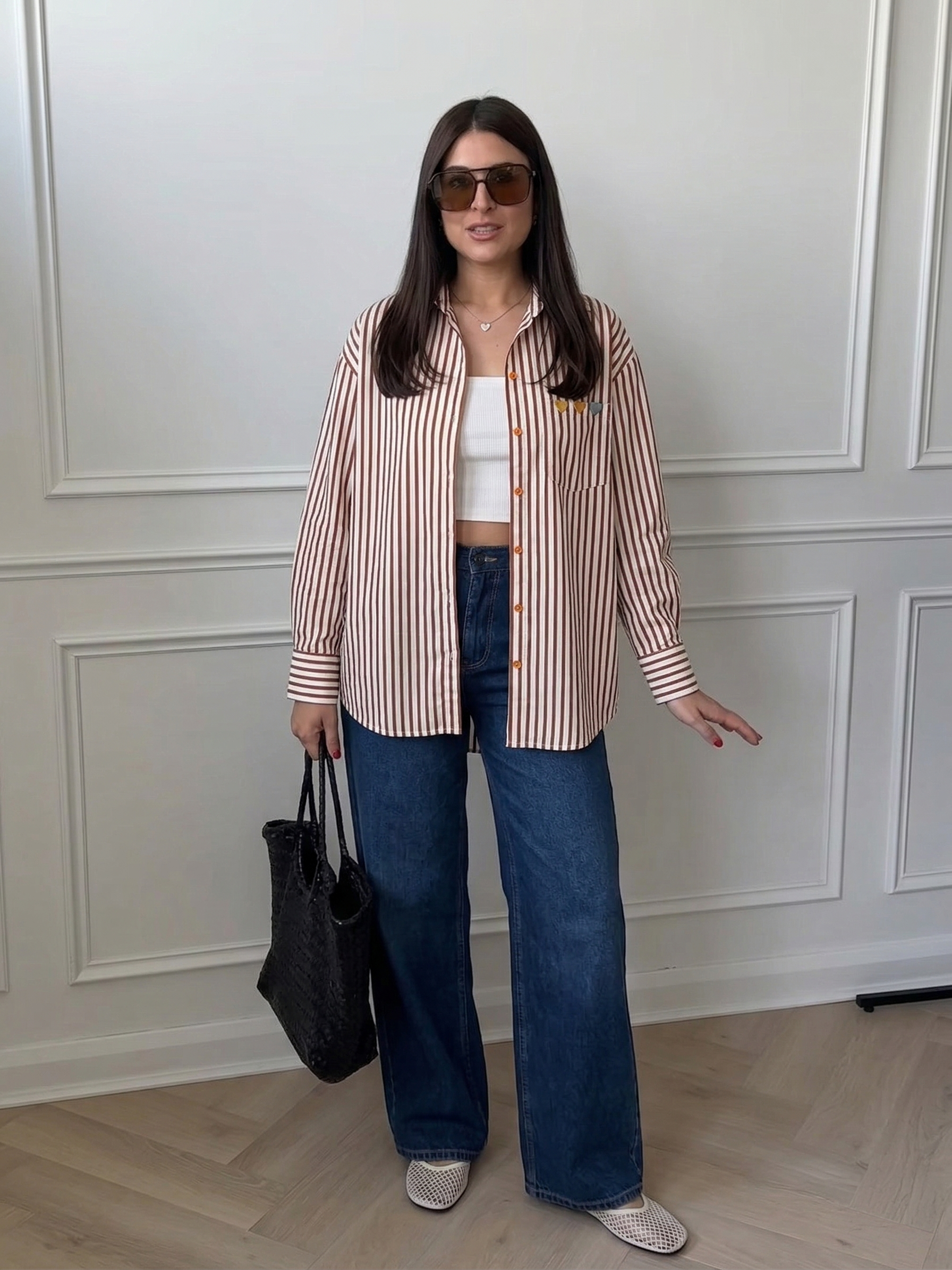 Women’s Rust Red Cotton Striped Relaxed Fit Shirt