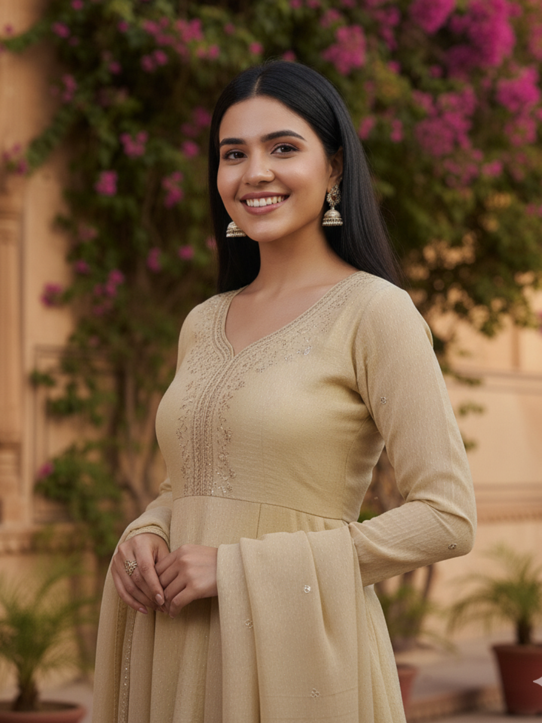 Off White Embroidered Peplum Top with Sharara Set