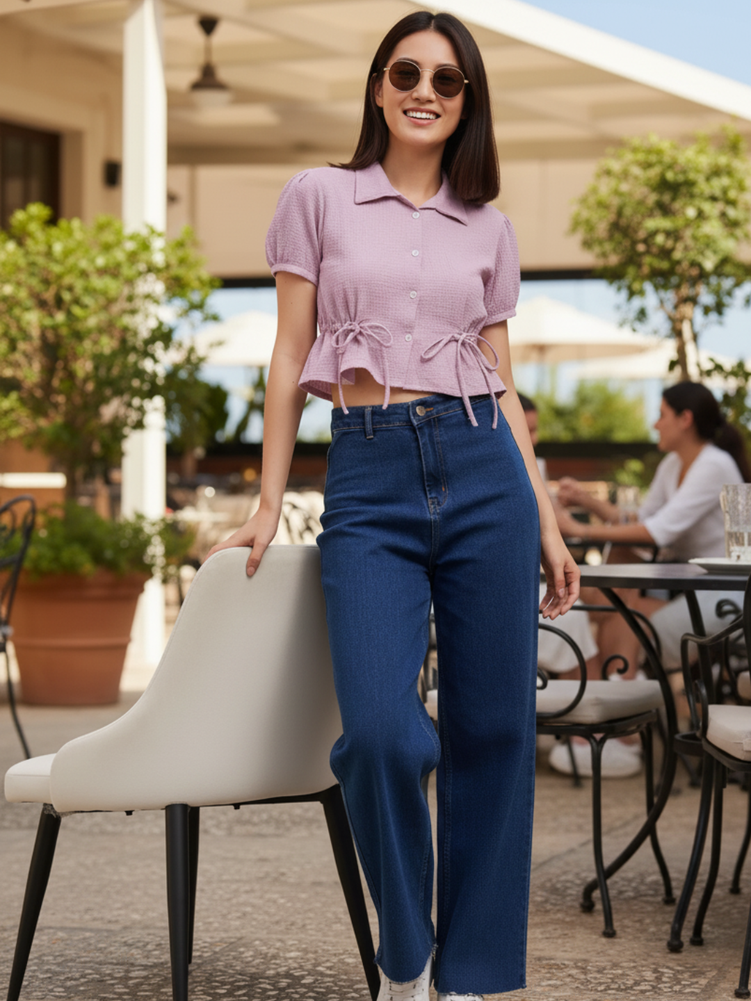 Lavender Polyster Plain Regular shirt for woman