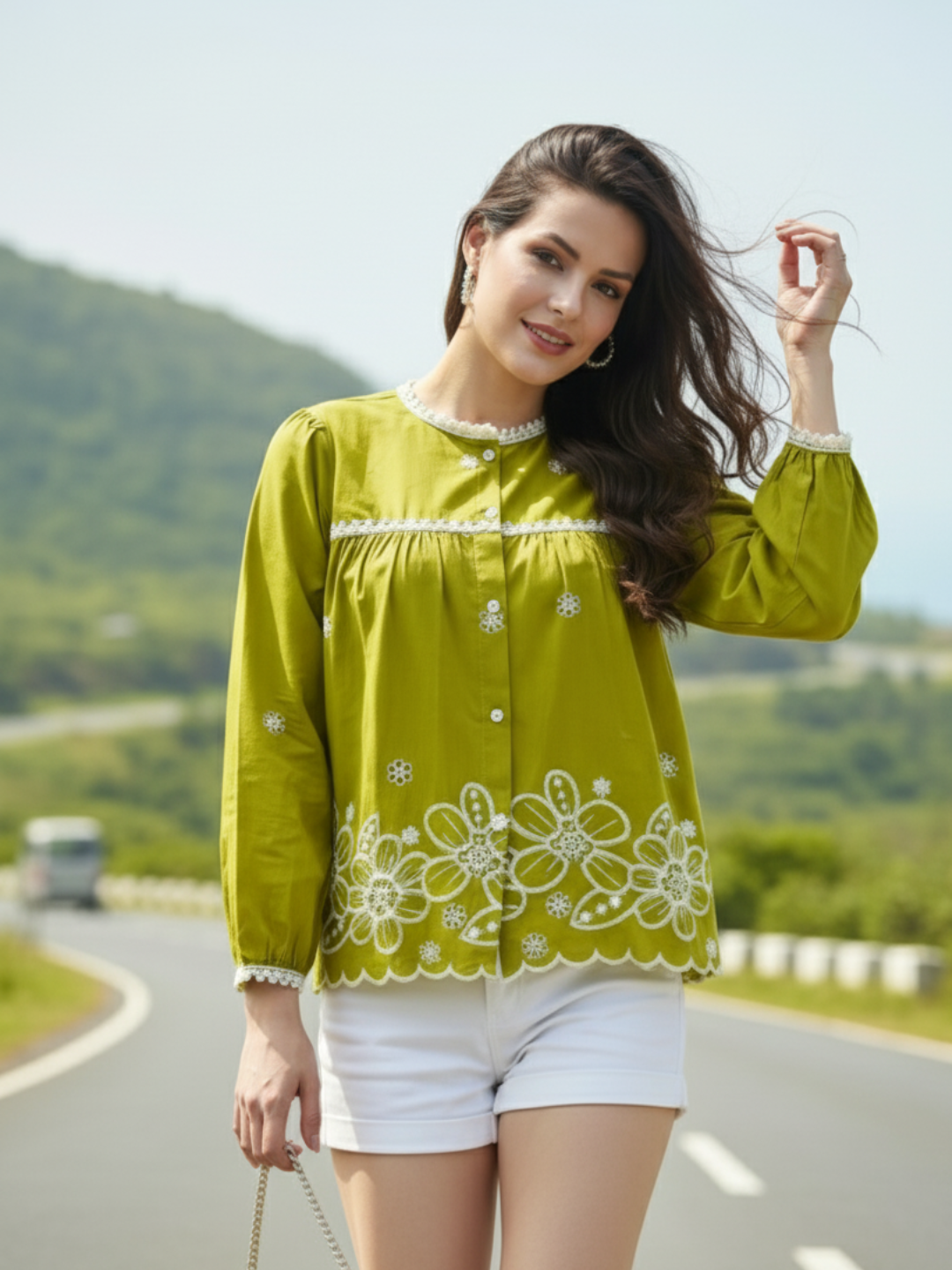 Pista Embroidered Full Sleeves Regular Cotton Shirt