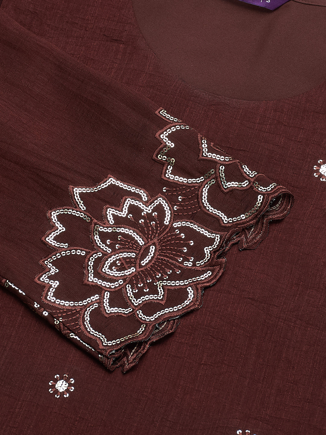 Coffee Silk Embroidered Suit with Palazzo Set for Women