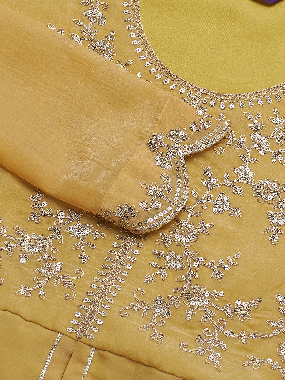 Yellow Silk Embroidered Top Sharara Set with Dupatta