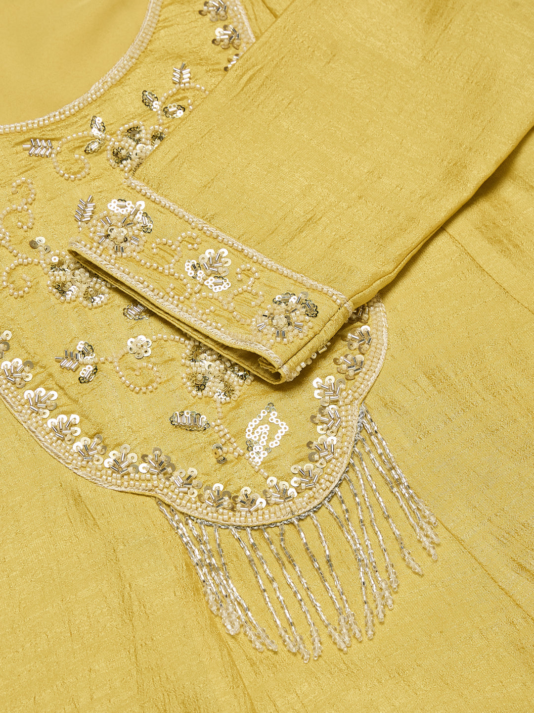 Yellow Silk Embroidered Top Sharara Set with Dupatta