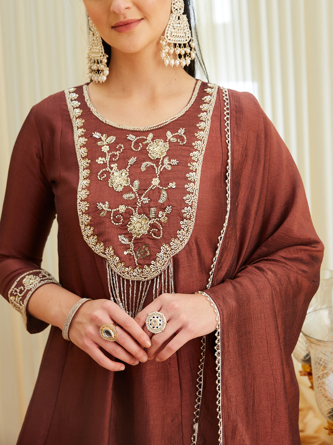 Berry Silk Embroidered Top Sharara Set with Dupatta