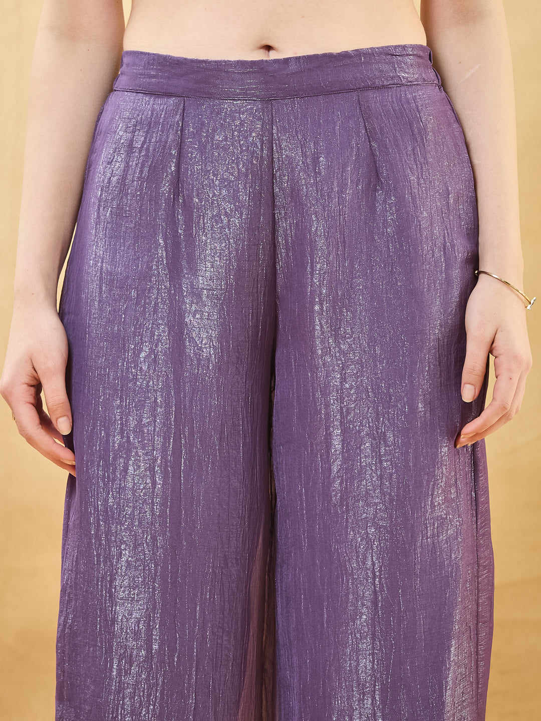Violet Embroidered Kurta Set with Pants & Dupatta for Women