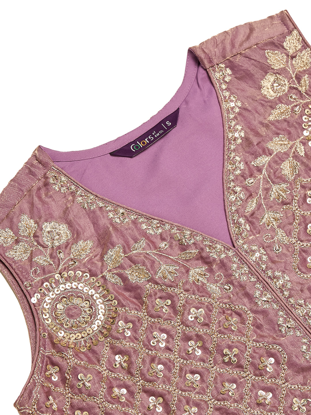 Lavender Silk Embroidered Short Kurta & Flared Pants with Dupatta set