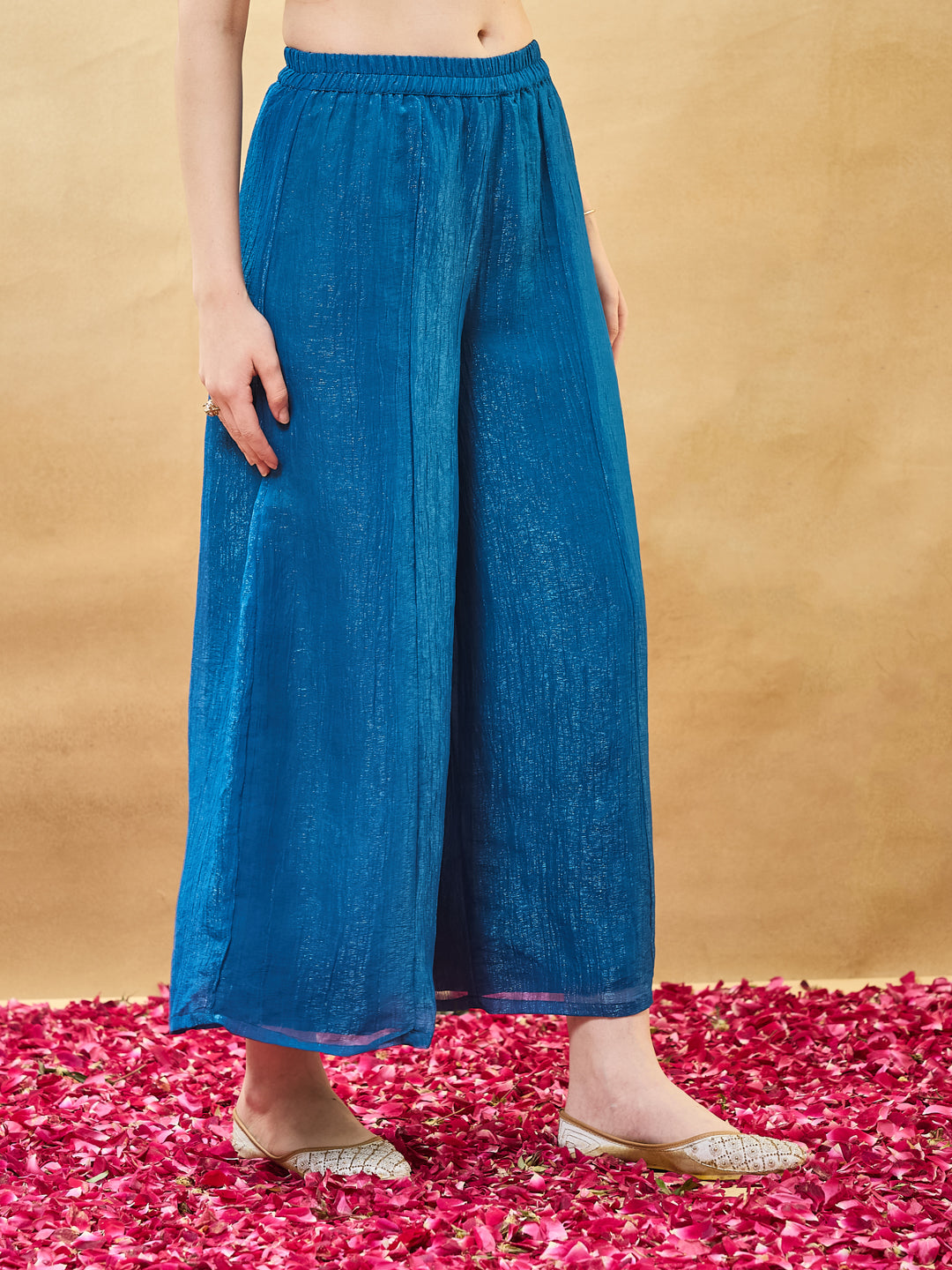 Blue Silk Embroidered Anarkali Kurta Set with Dupatta for Women