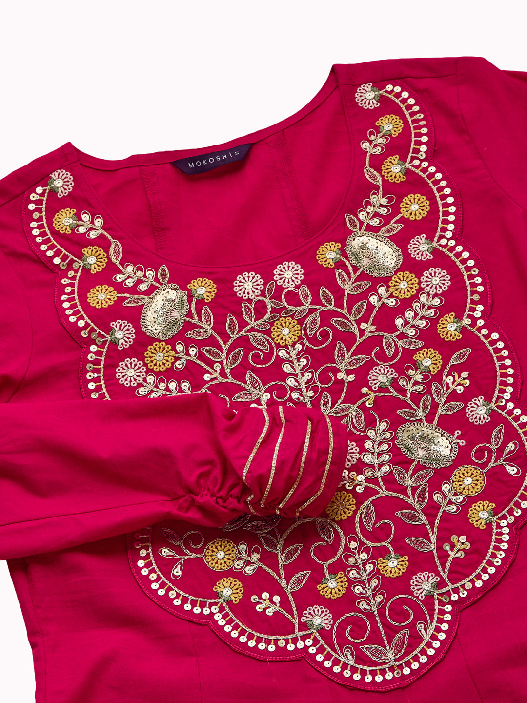 Rani Cotton Embroidered Anarkali Suit Set with Dupatta for Women