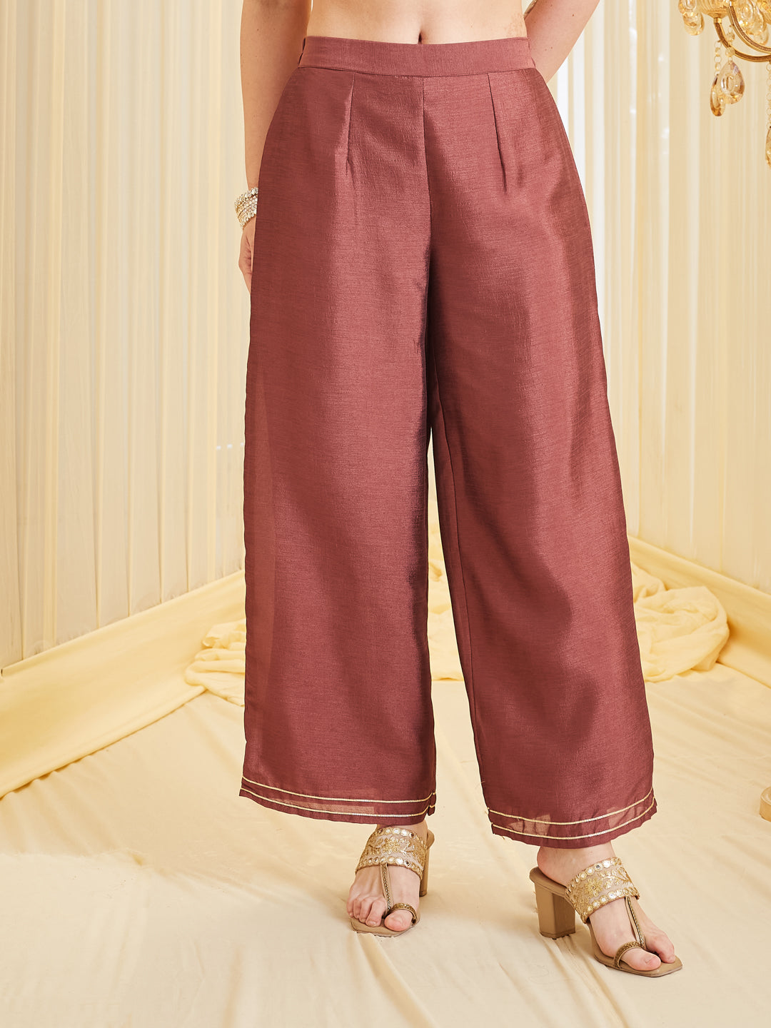 Berry Embroidered Silk Anarkali Dress Set with Dupatta For Women