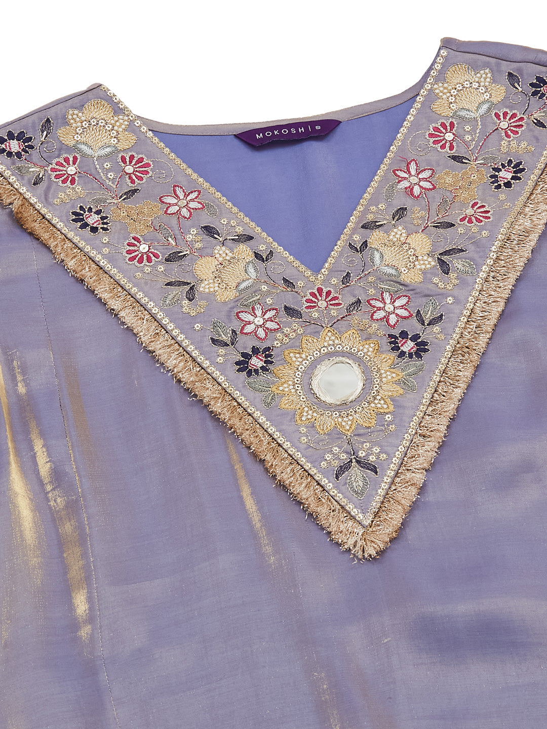 Lavender Silk Embroidered Straight Kurta Palazzo Set with Dupatta For Women