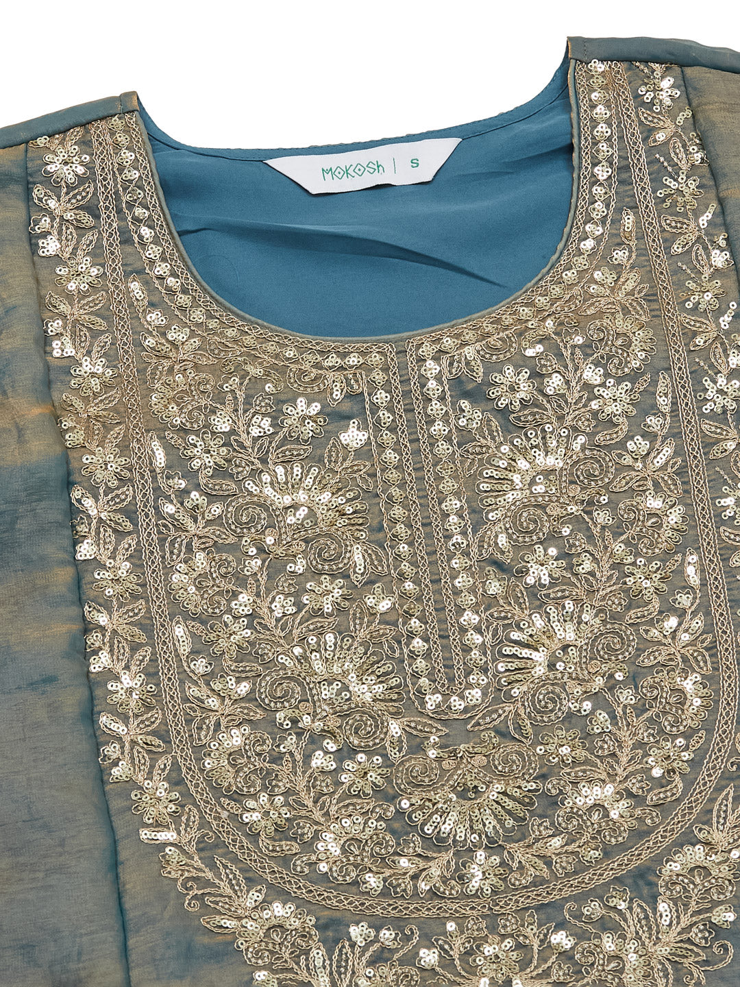 Blue Festive Silk Embroidered Handwork Sharara Suit Set for Women