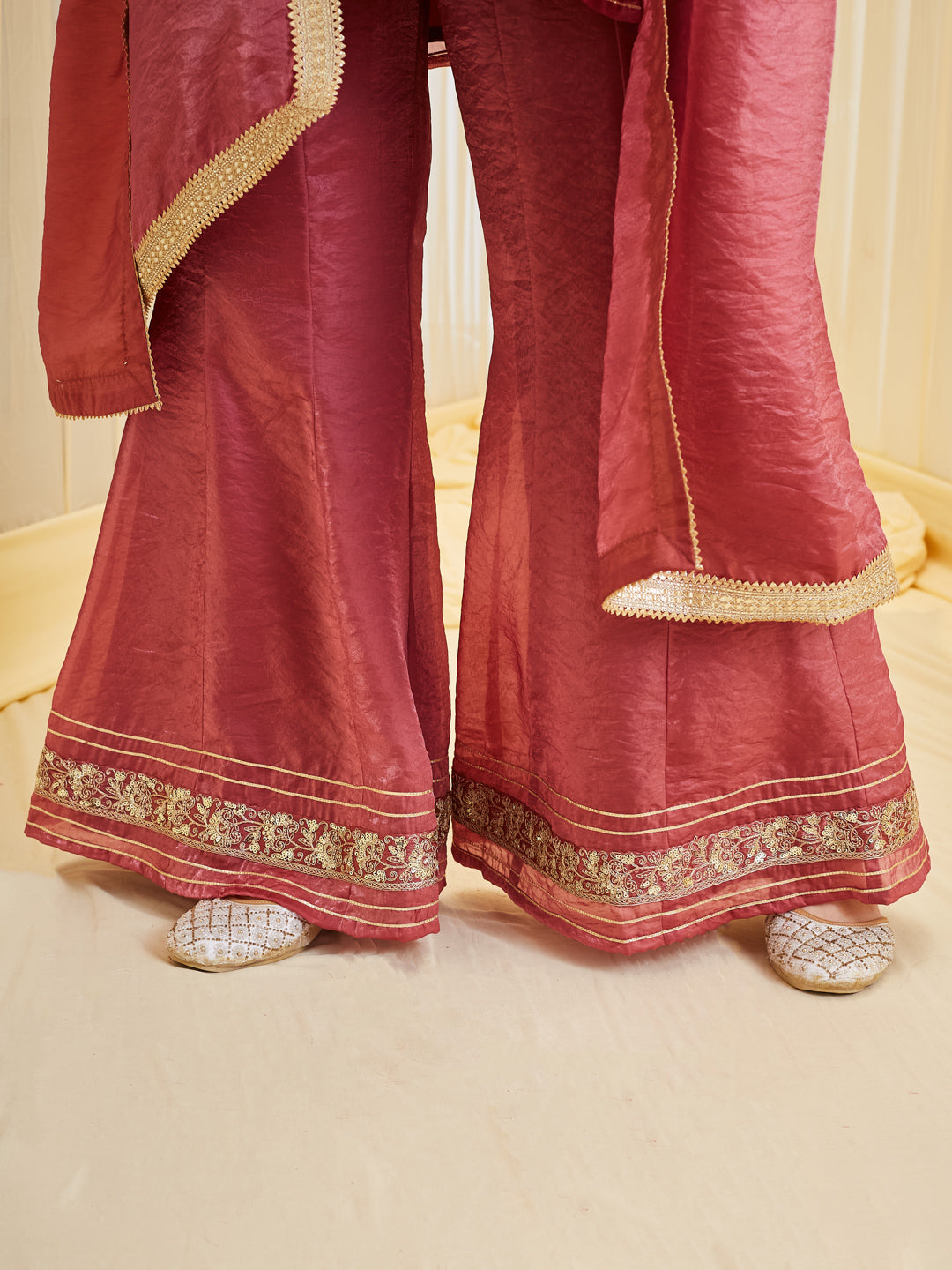 Women's Pink Ethnic Sharara Set with Heavy Handwork Embroidery