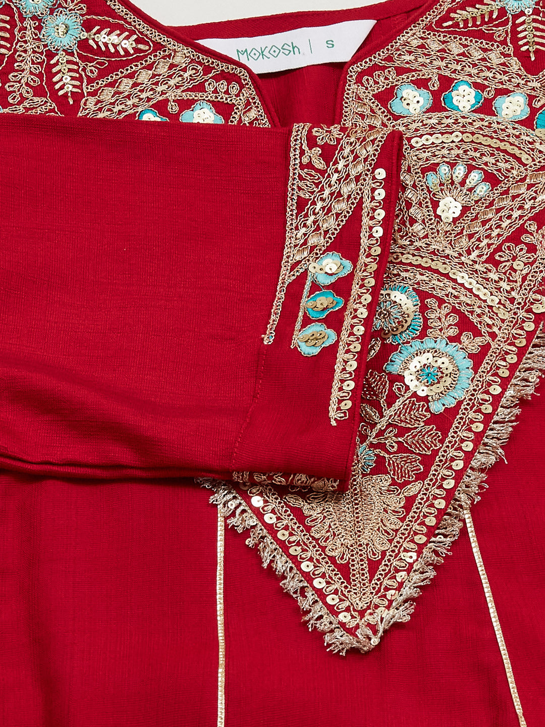 Red Silk Embroidered Anarkali Suit Set With Dupatta For Women